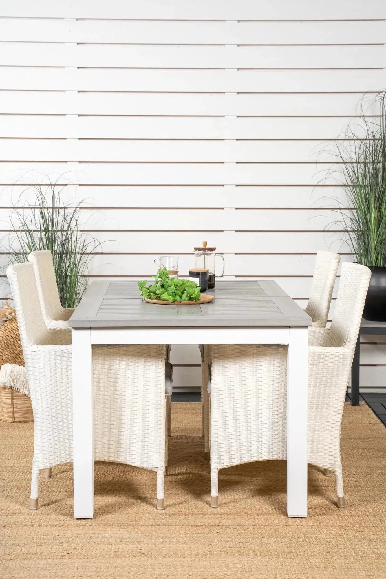 Albany Outdoor-Esstischset + Malin 160cm/4St. - KAQTU Design