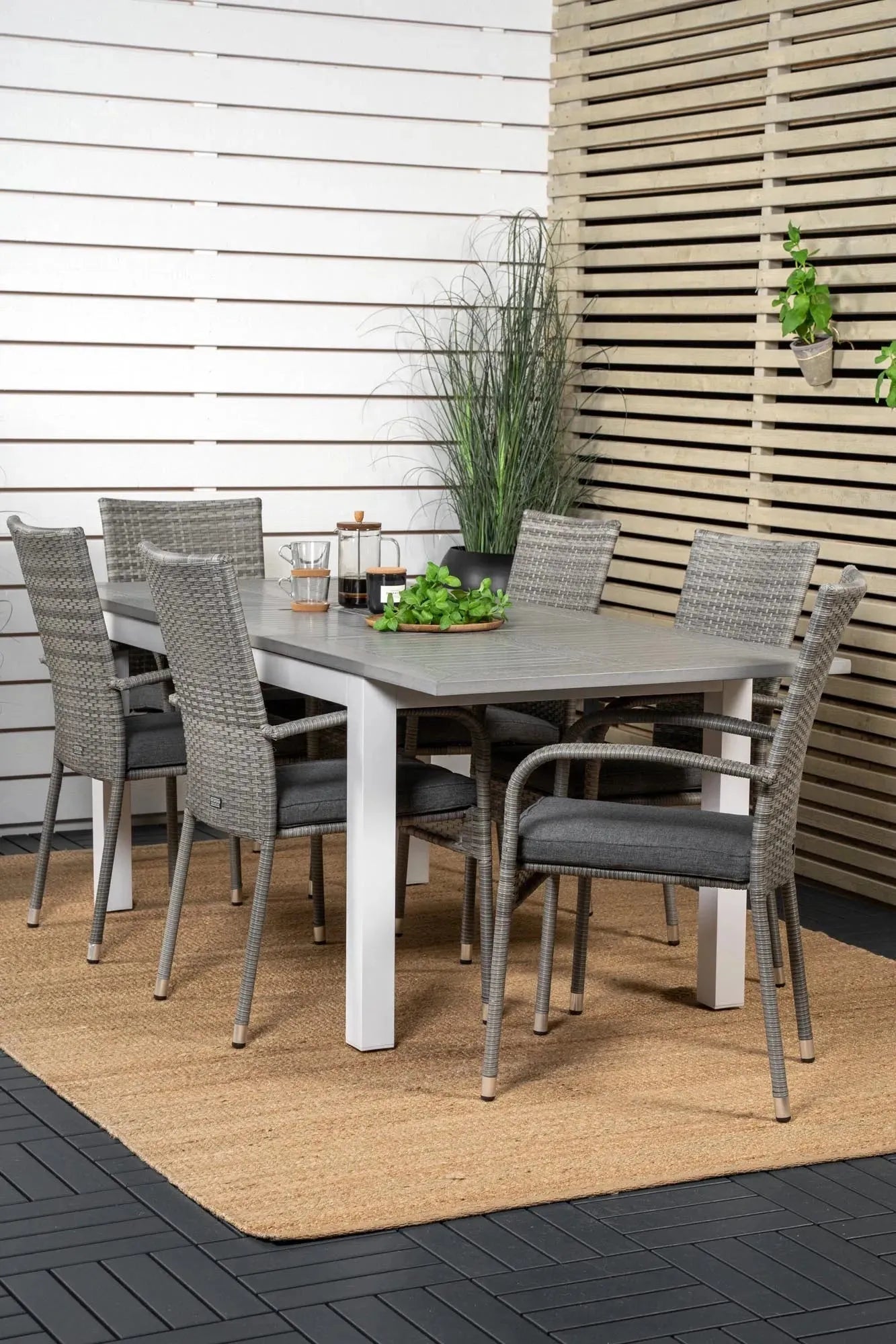 Albany Outdoor-Esstischset + Anna 160cm/6St. - KAQTU Design