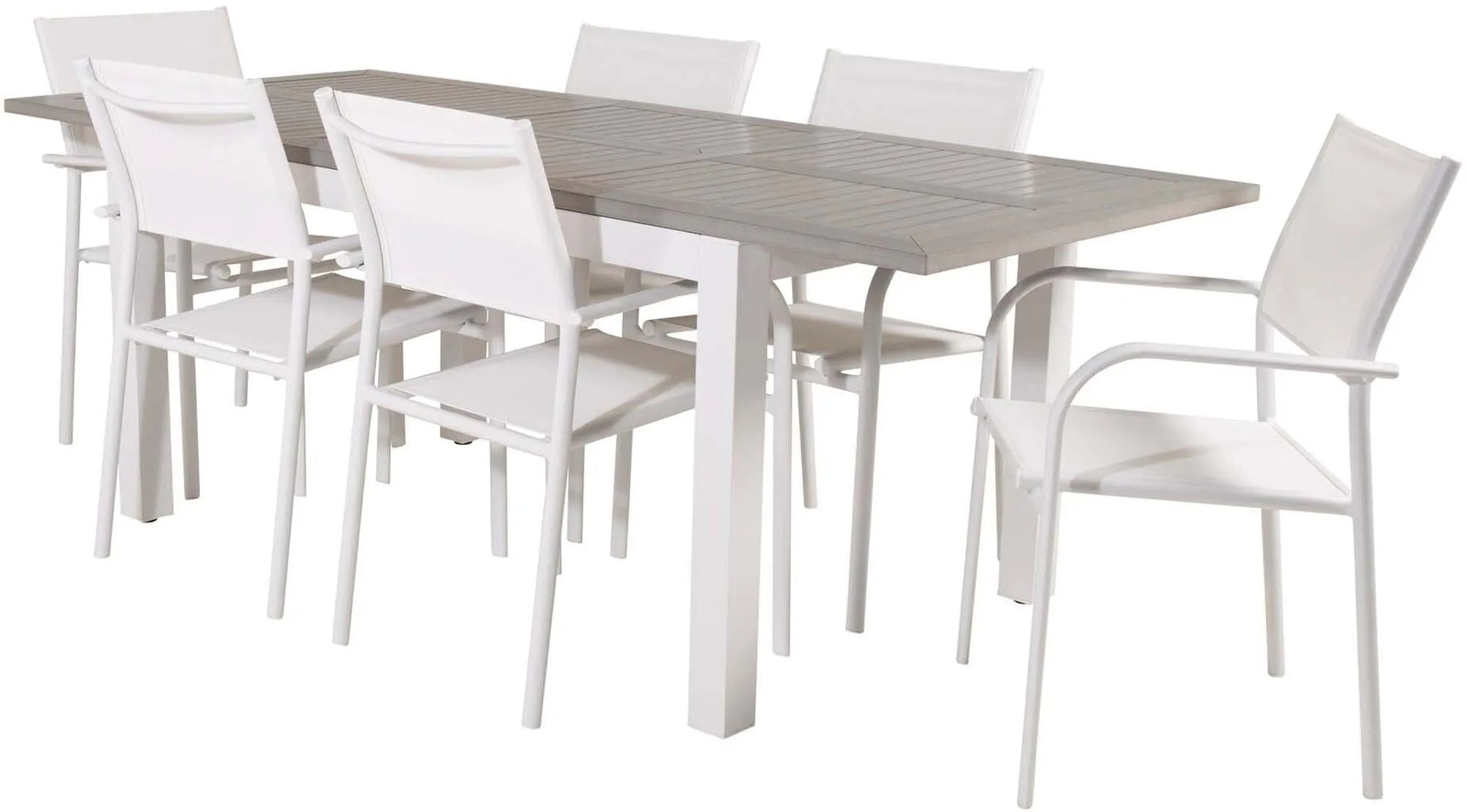 Albany Outdoor-Esstischset + Santorini 160cm/6St. - KAQTU Design