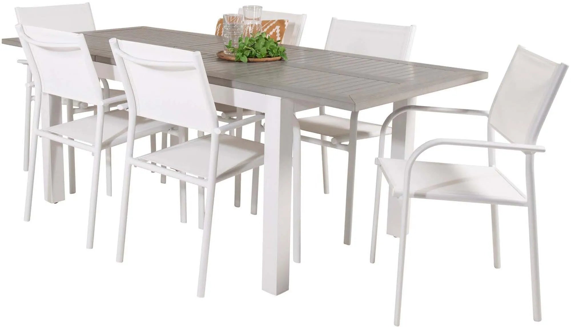 Albany Outdoor-Esstischset + Santorini 160cm/6St. - KAQTU Design