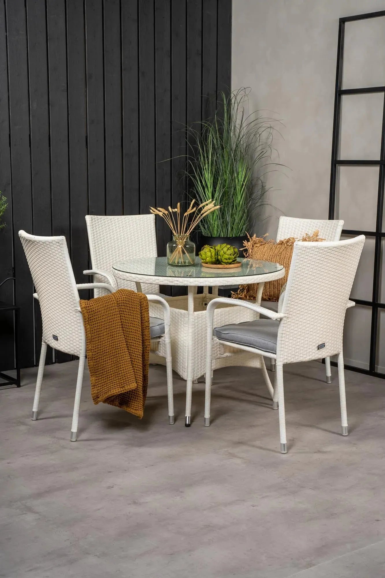 Volta Outdoor-Tischset + Anna ⌀90cm/4St. - KAQTU Design