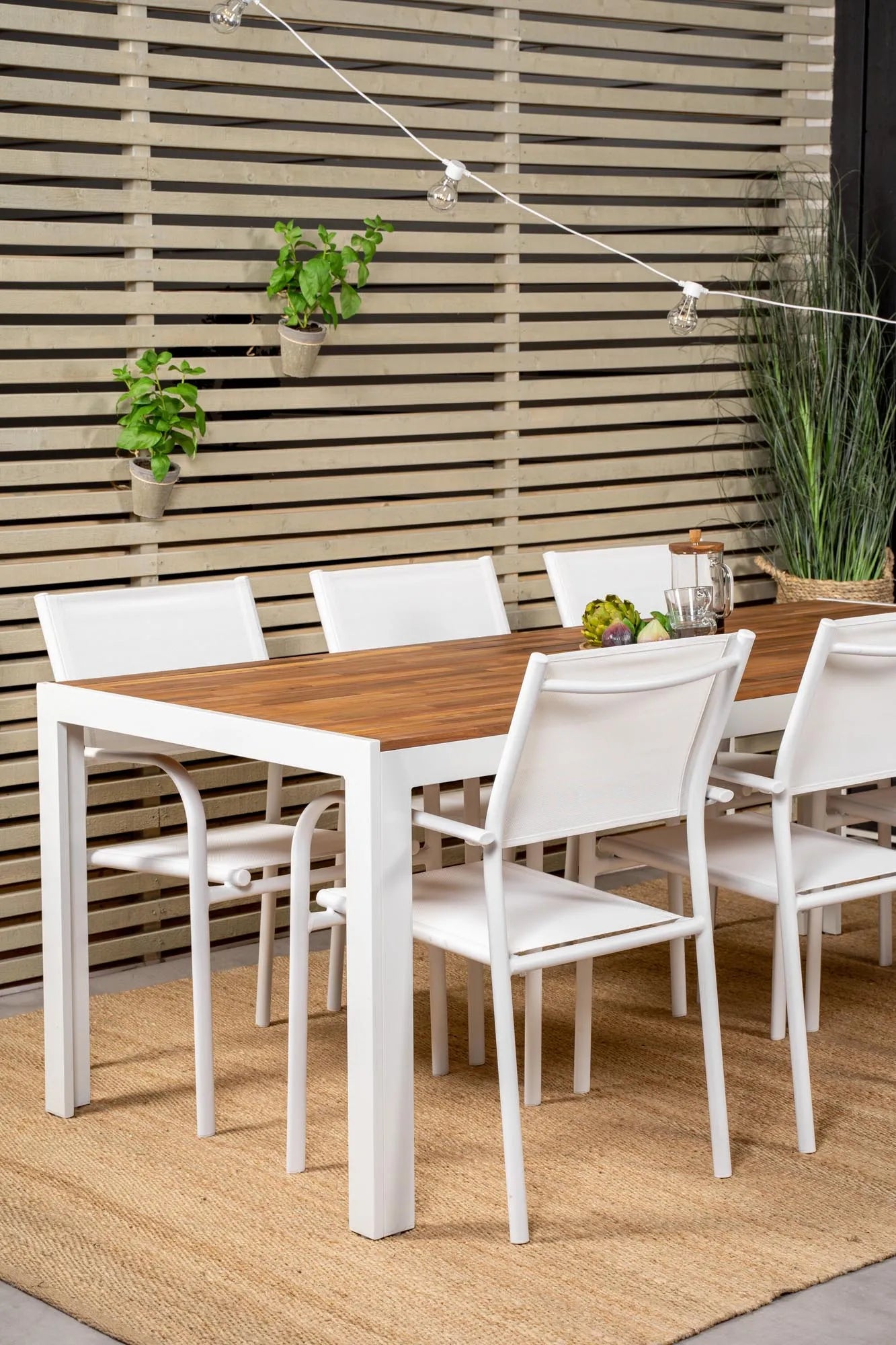 Bois Outdoor-Tischset + Santorini 205cm/6St. - KAQTU Design