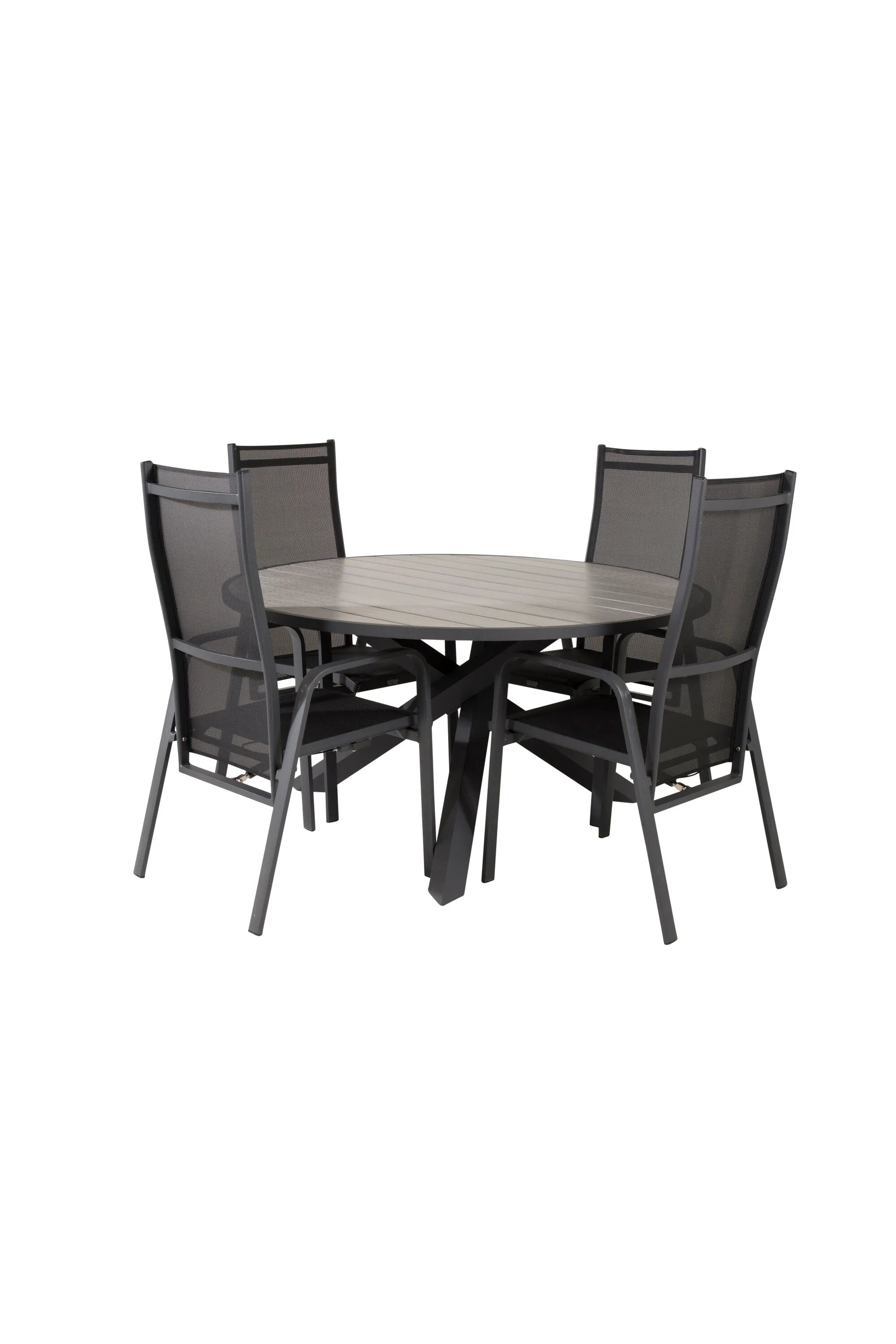 Parma Runder Esstisch-Set in Schwarz/Dunkelgrau präsentiert im Onlineshop von KAQTU Design AG. Gartentischset ist von Venture Home