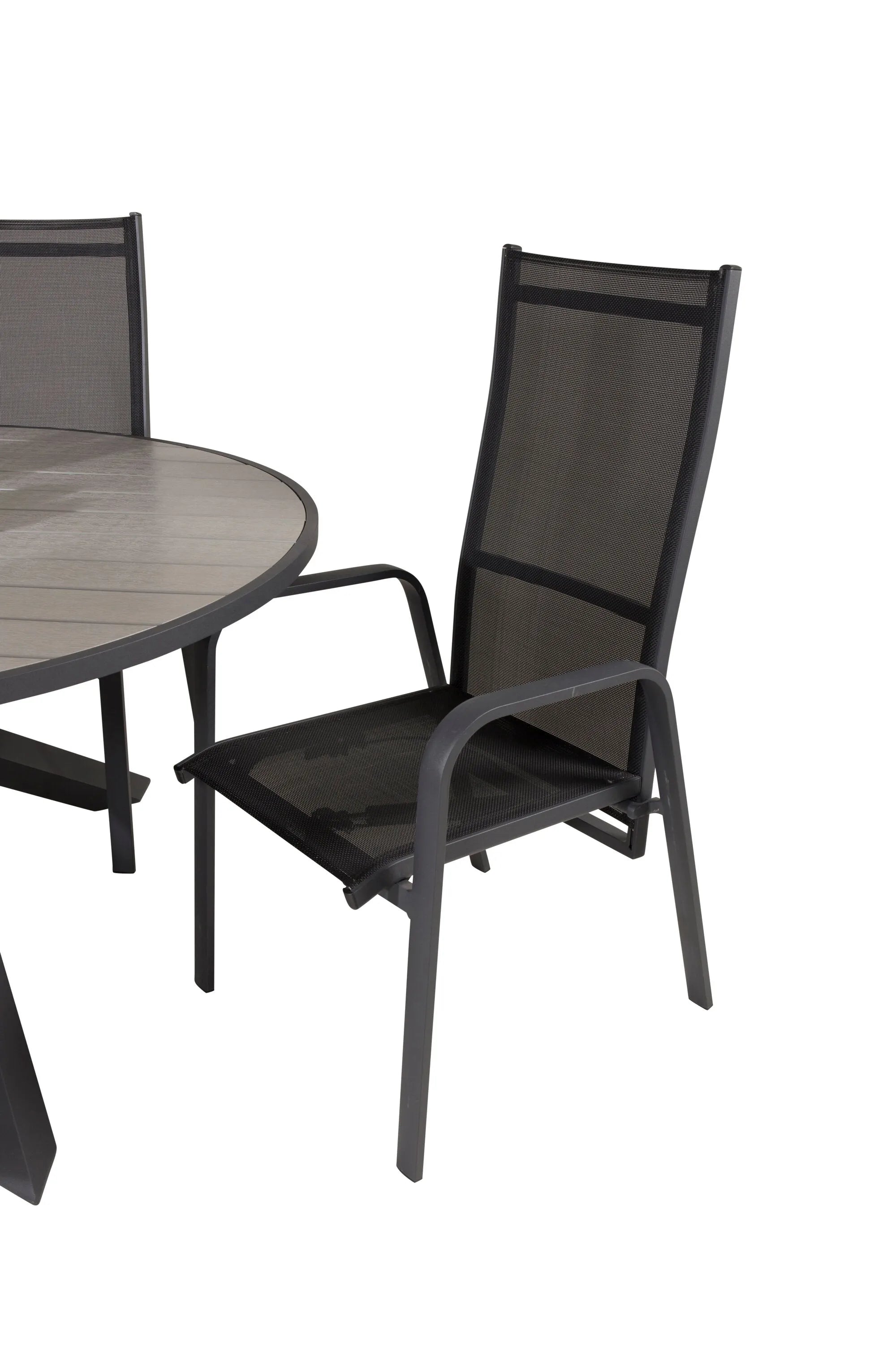 Parma Runder Esstisch-Set in Schwarz/Dunkelgrau präsentiert im Onlineshop von KAQTU Design AG. Gartentischset ist von Venture Home