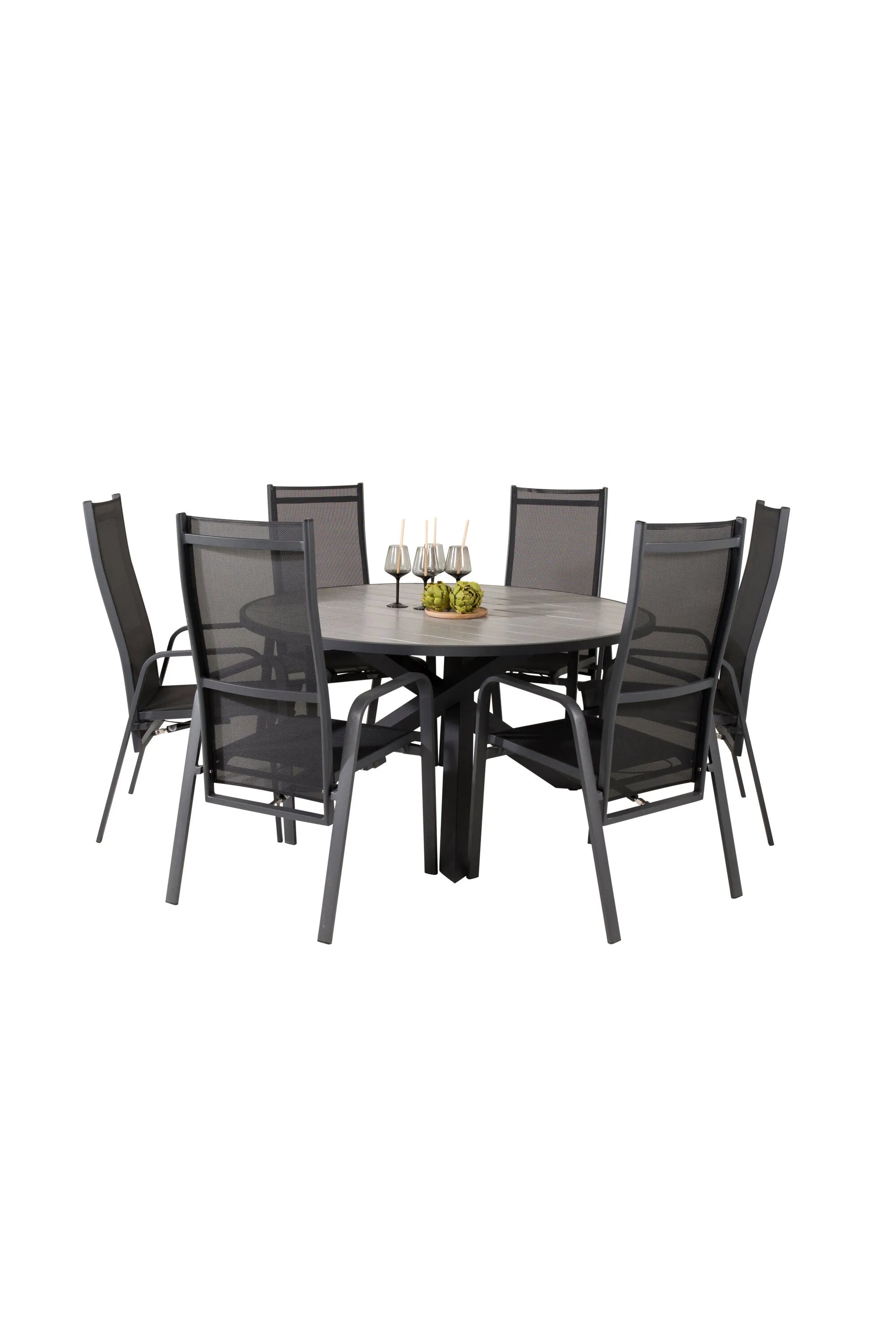 Parma Runder Esstisch-Set in Schwarz/Dunkelgrau präsentiert im Onlineshop von KAQTU Design AG. Gartentischset ist von Venture Home