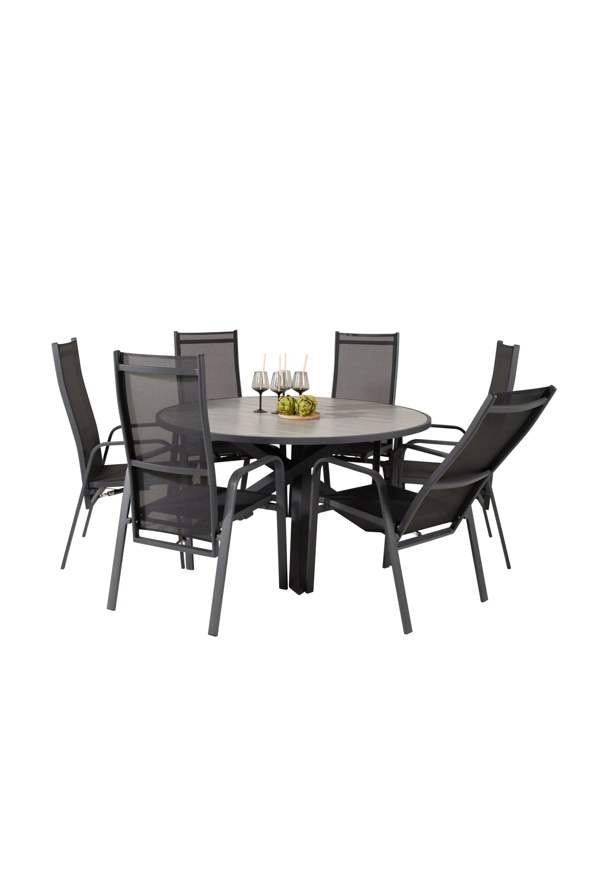 Parma Runder Esstisch-Set in Schwarz/Dunkelgrau präsentiert im Onlineshop von KAQTU Design AG. Gartentischset ist von Venture Home