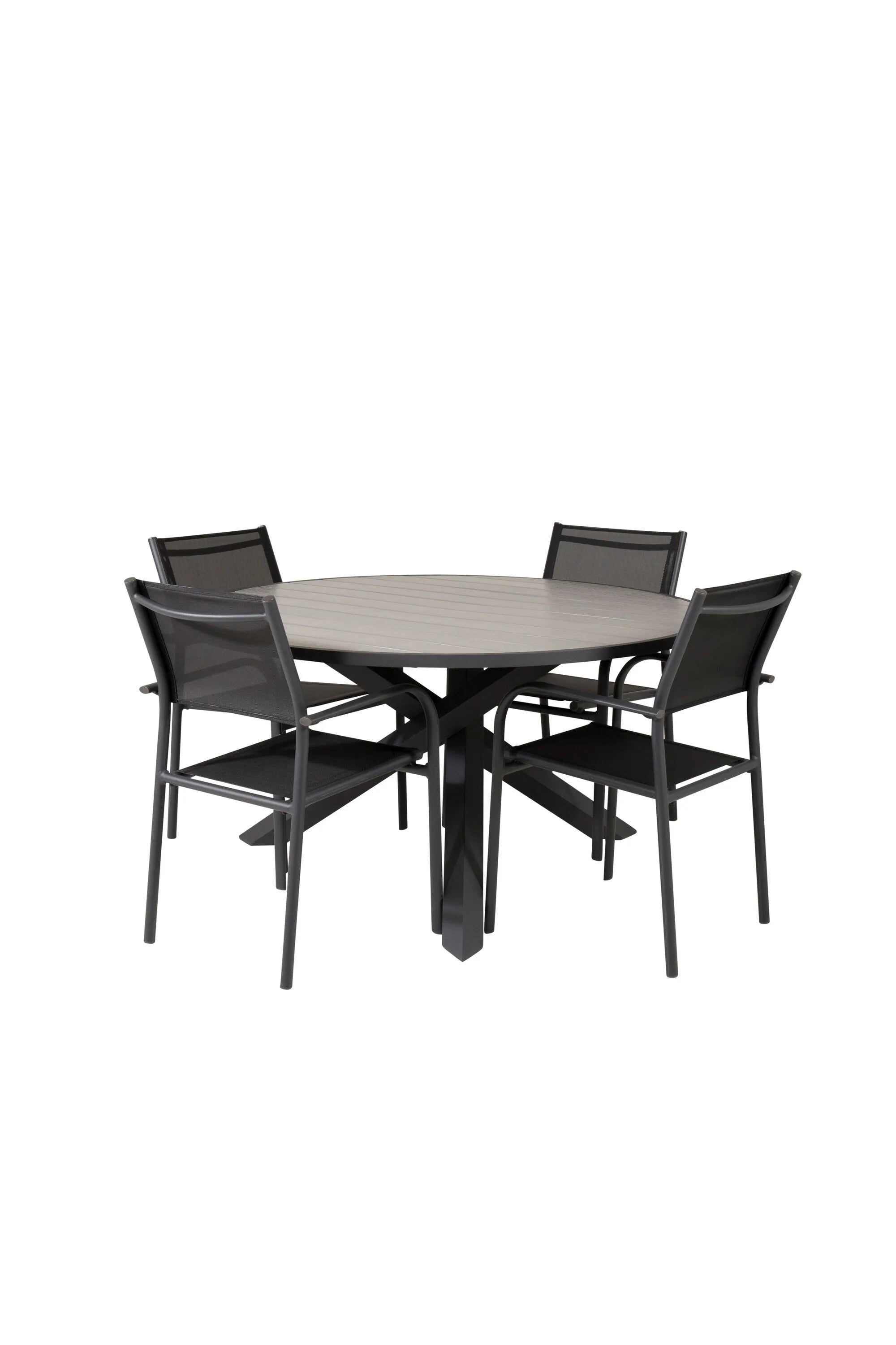 Parma Runder Esstisch-Set in Schwarz/Dunkelgrau präsentiert im Onlineshop von KAQTU Design AG. Gartentischset ist von Venture Home