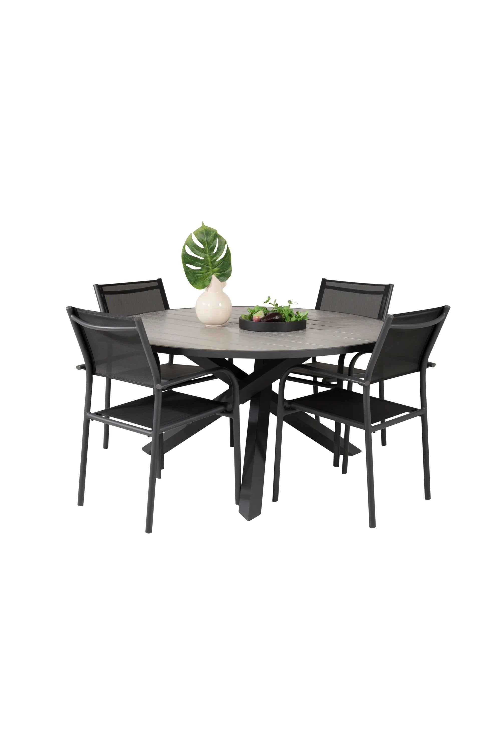 Parma Runder Esstisch-Set in Schwarz/Dunkelgrau präsentiert im Onlineshop von KAQTU Design AG. Gartentischset ist von Venture Home