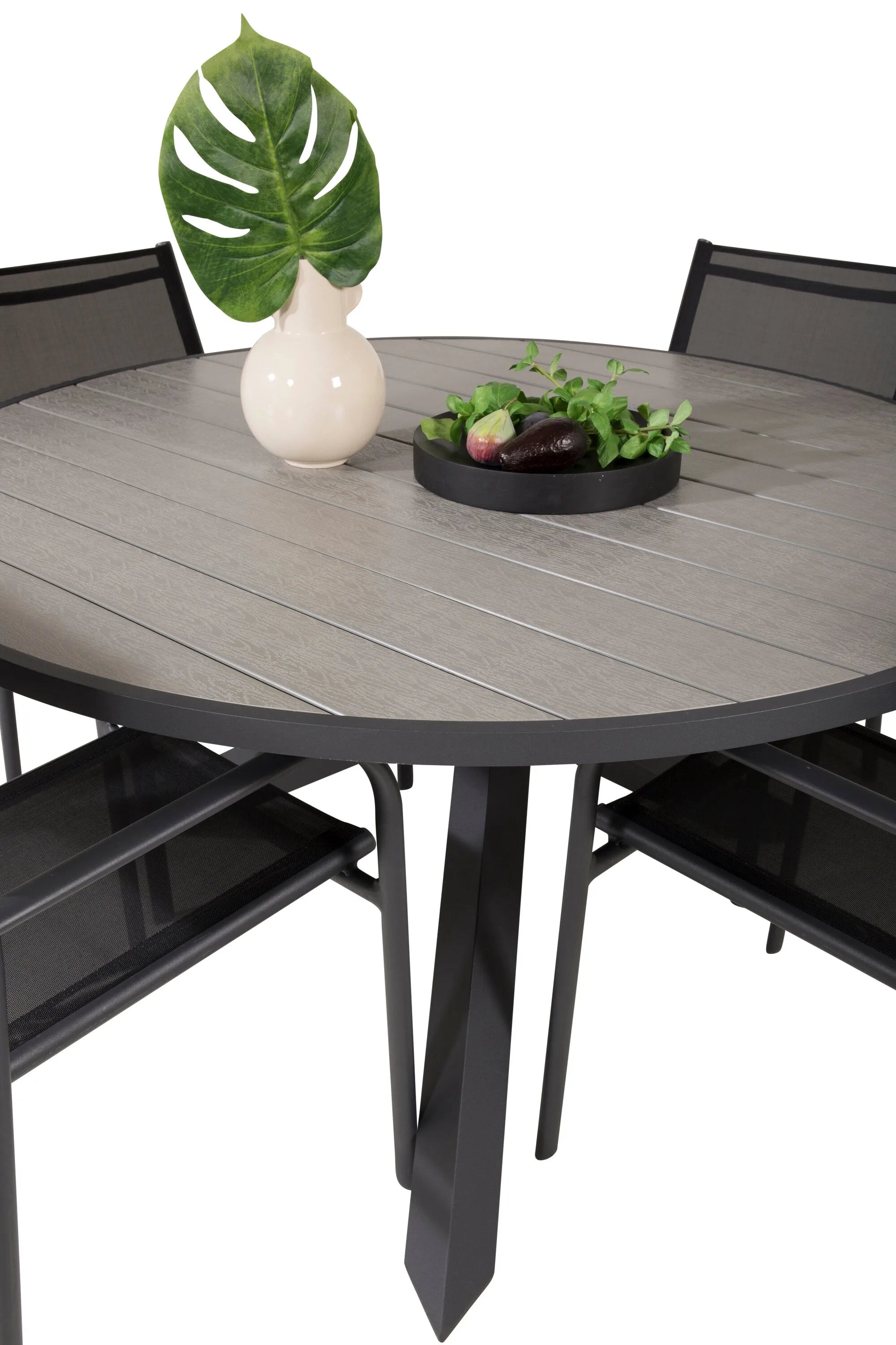 Parma Runder Esstisch-Set in Schwarz/Dunkelgrau präsentiert im Onlineshop von KAQTU Design AG. Gartentischset ist von Venture Home