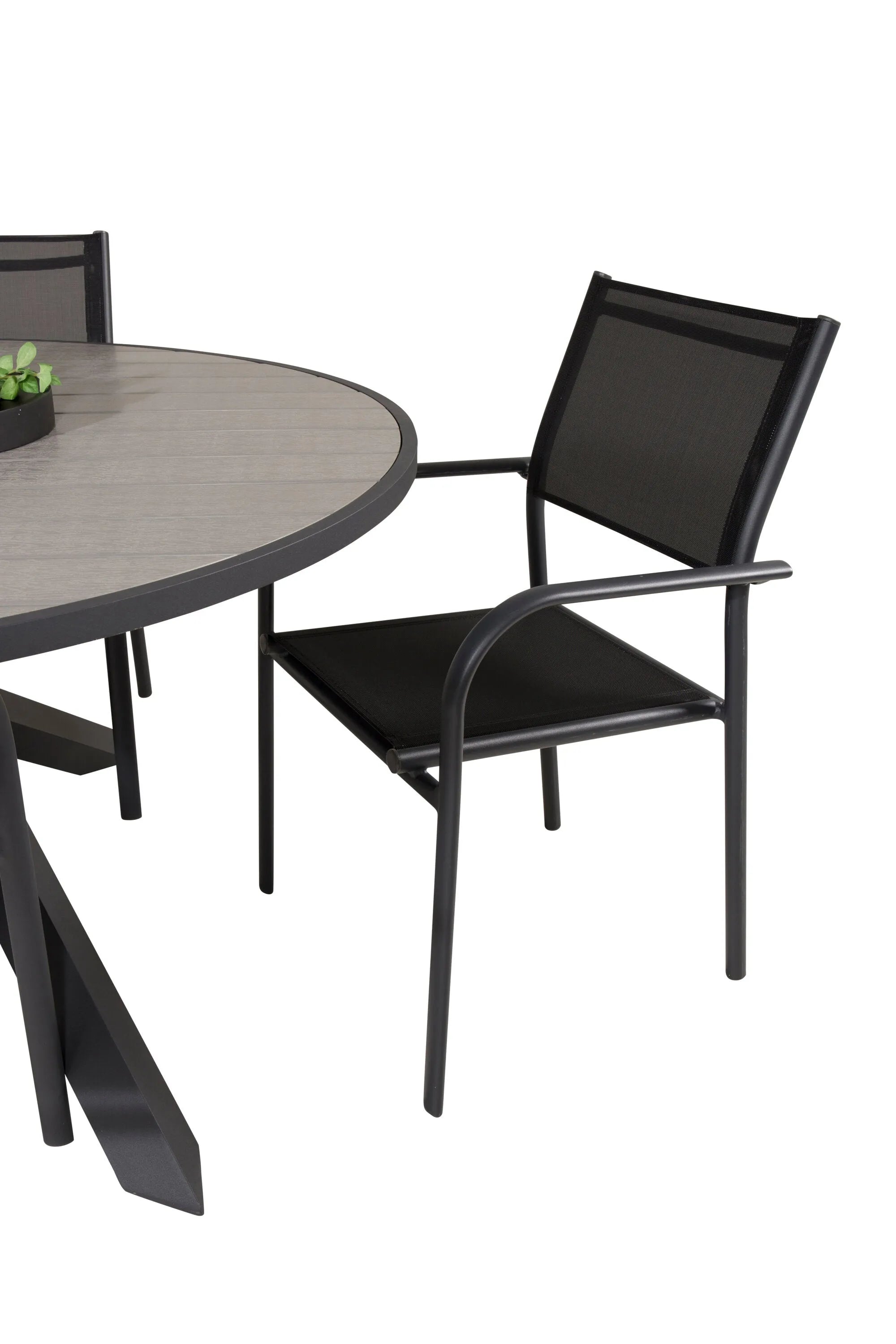 Parma Runder Esstisch-Set in Schwarz/Dunkelgrau präsentiert im Onlineshop von KAQTU Design AG. Gartentischset ist von Venture Home