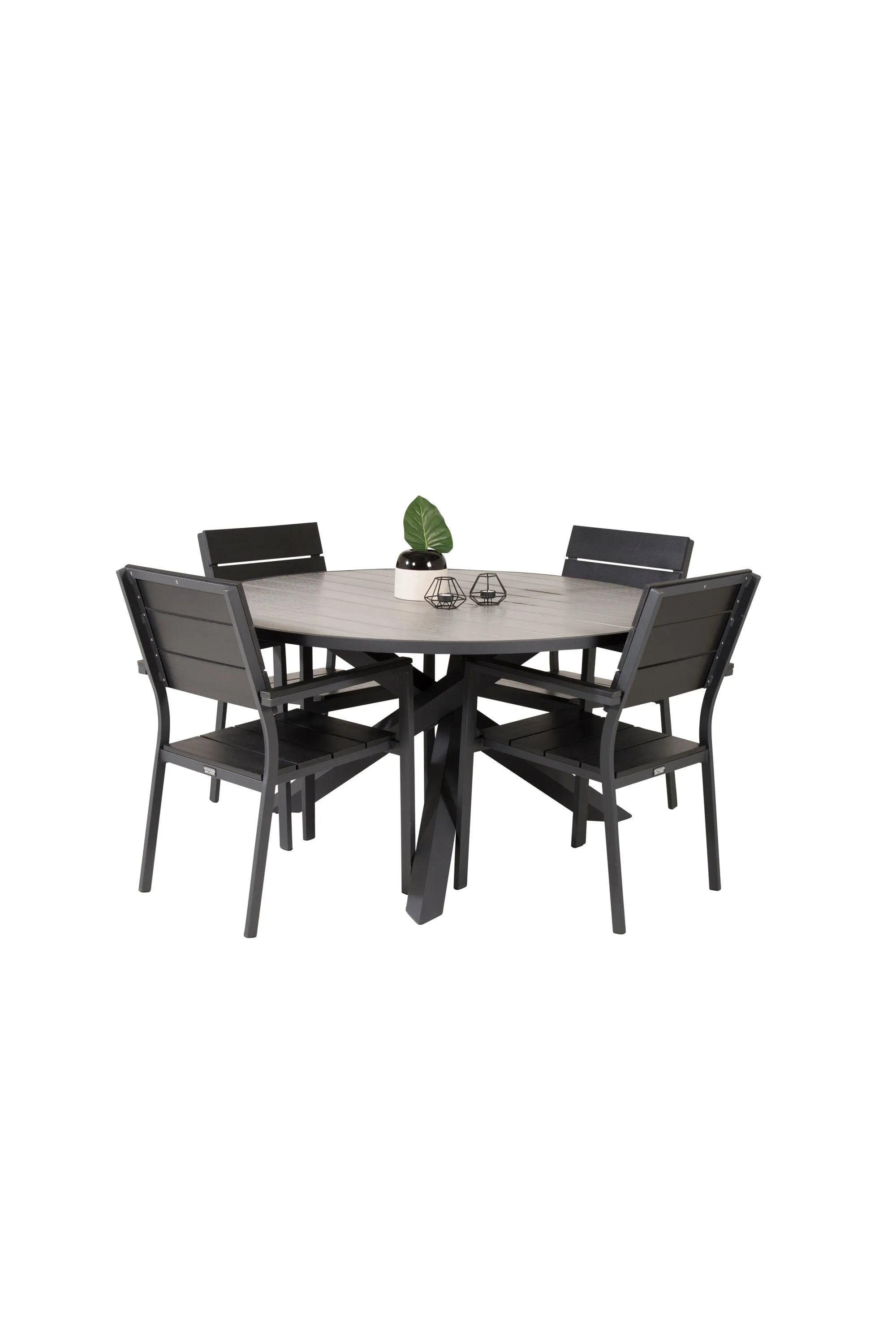 Parma Runder Esstisch-Set in Schwarz/Dunkelgrau präsentiert im Onlineshop von KAQTU Design AG. Gartentischset ist von Venture Home