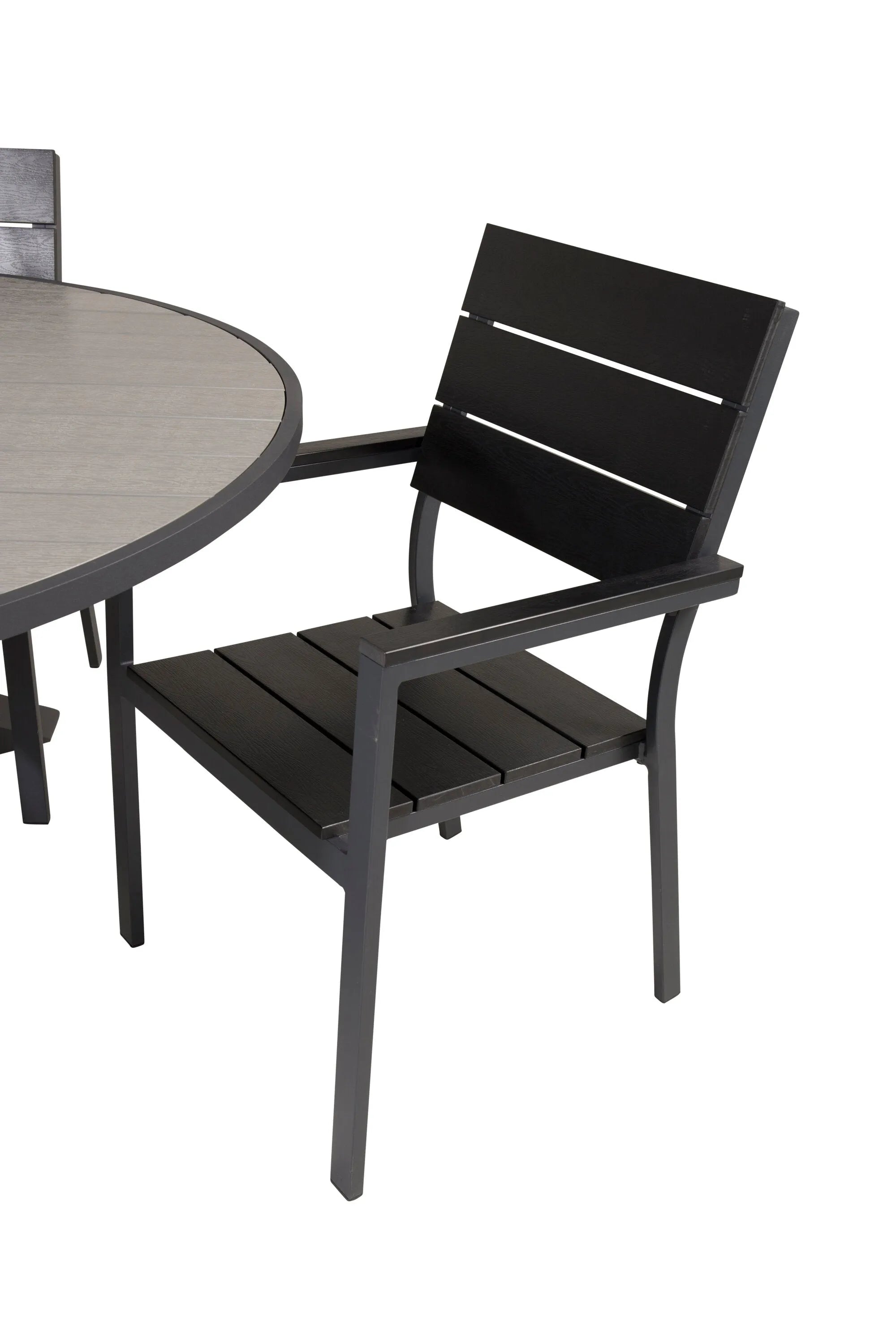 Parma Runder Esstisch-Set in Schwarz/Dunkelgrau präsentiert im Onlineshop von KAQTU Design AG. Gartentischset ist von Venture Home