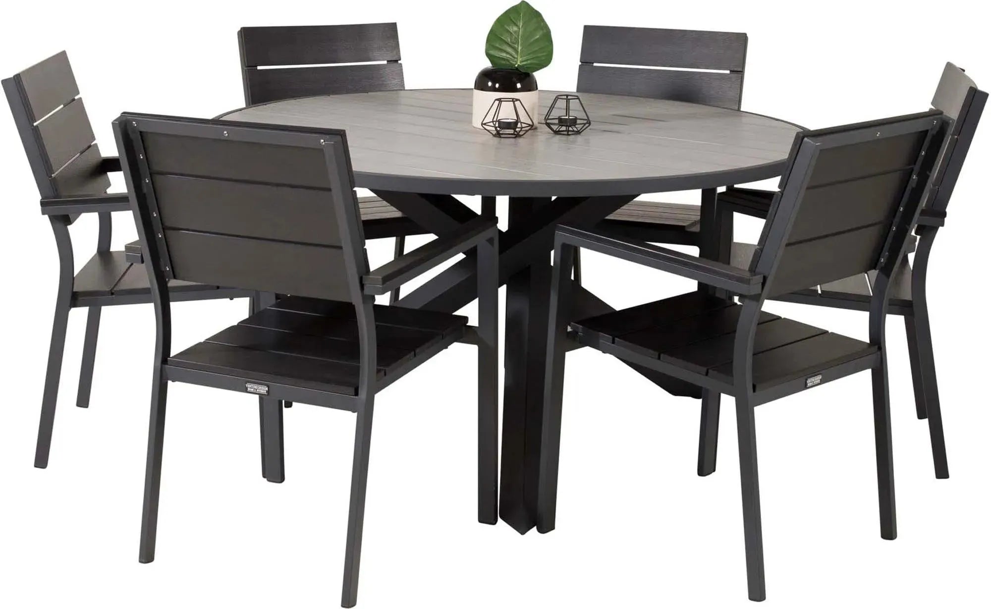 Parma Outdoor-Tischset + Levels ⌀140cm/6St. - KAQTU Design