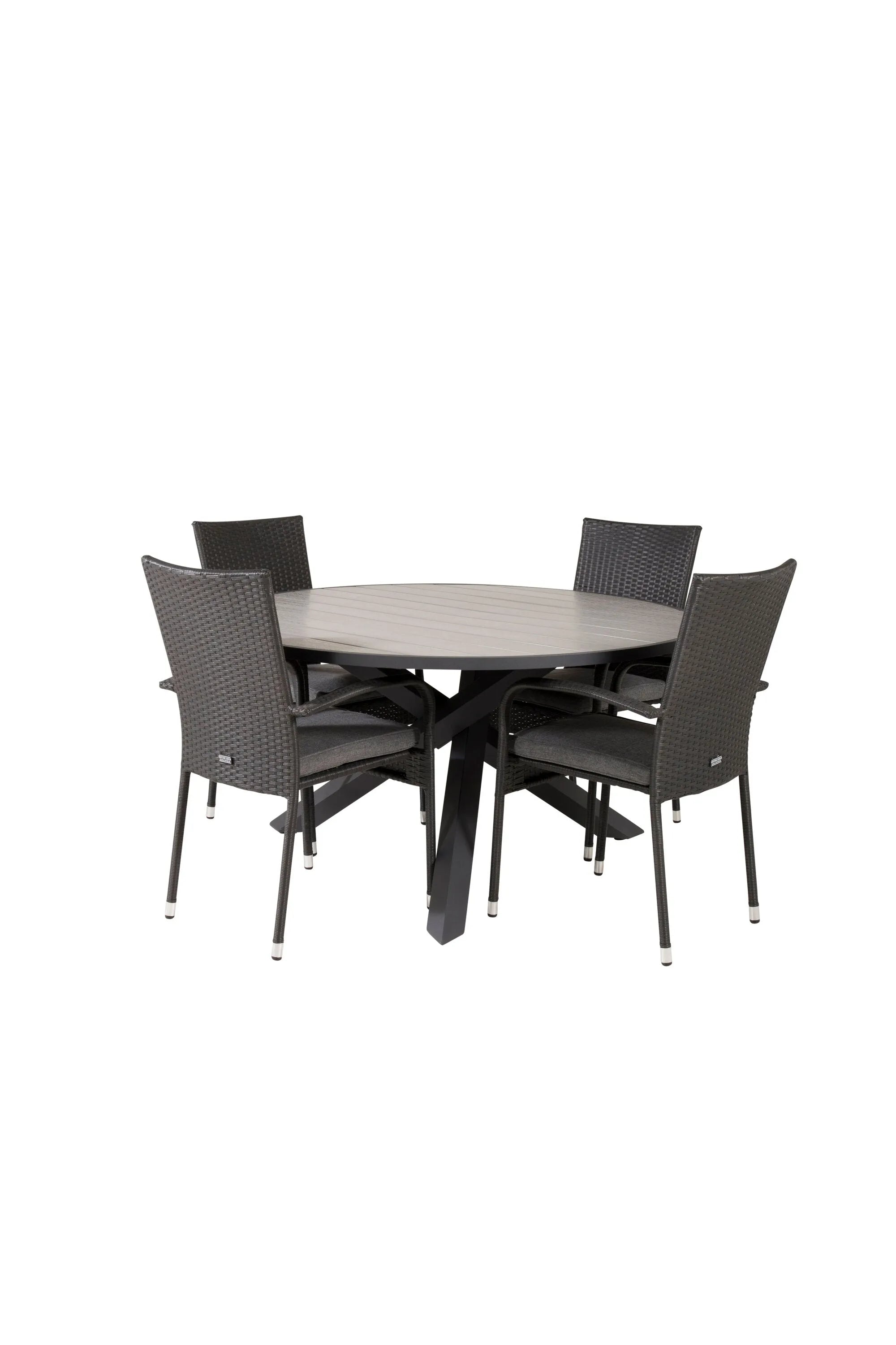 Parma Runder Esstisch-Set in Schwarz/Dunkelgrau präsentiert im Onlineshop von KAQTU Design AG. Gartentischset ist von Venture Home