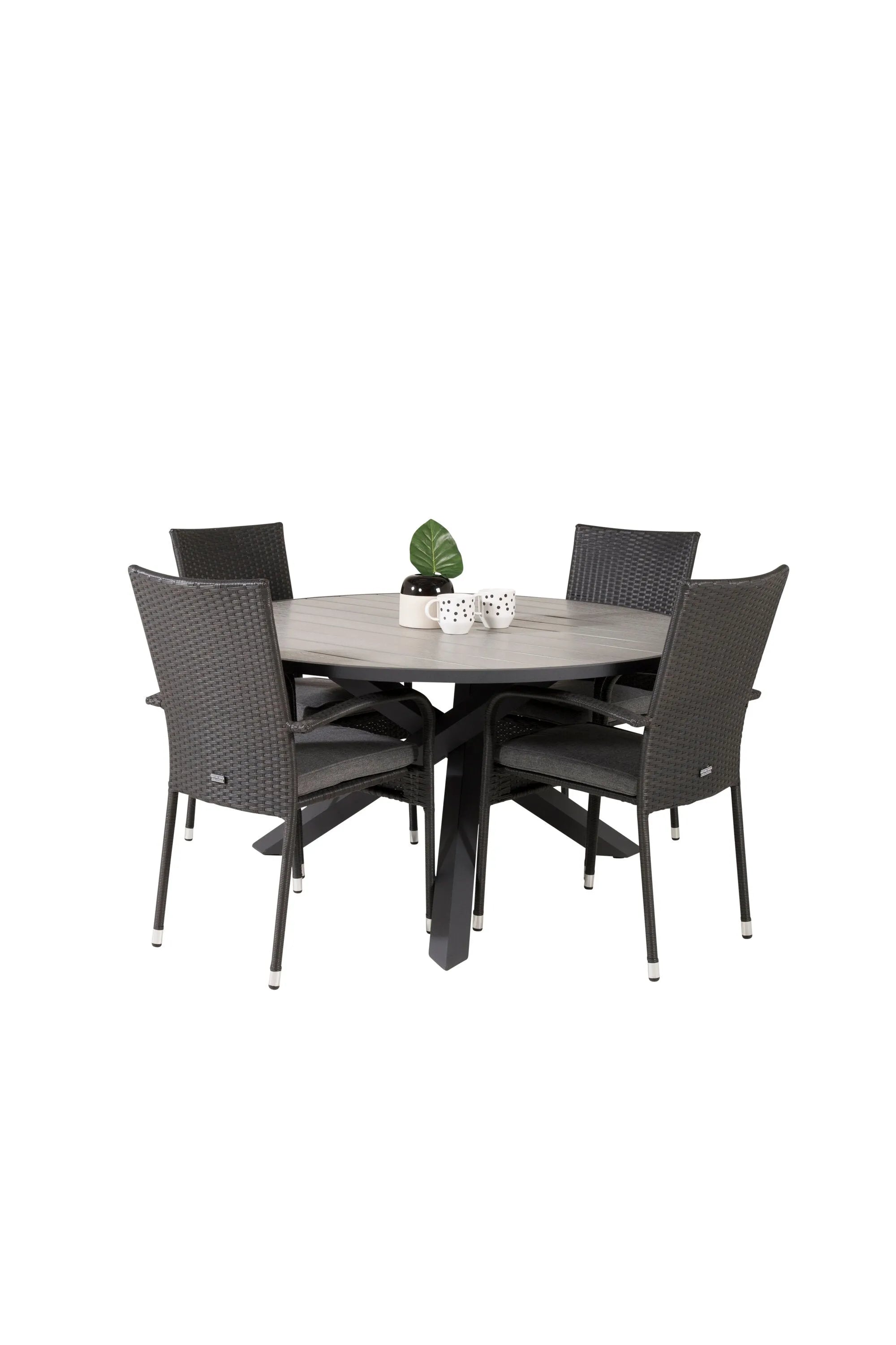 Parma Runder Esstisch-Set in Schwarz/Dunkelgrau präsentiert im Onlineshop von KAQTU Design AG. Gartentischset ist von Venture Home