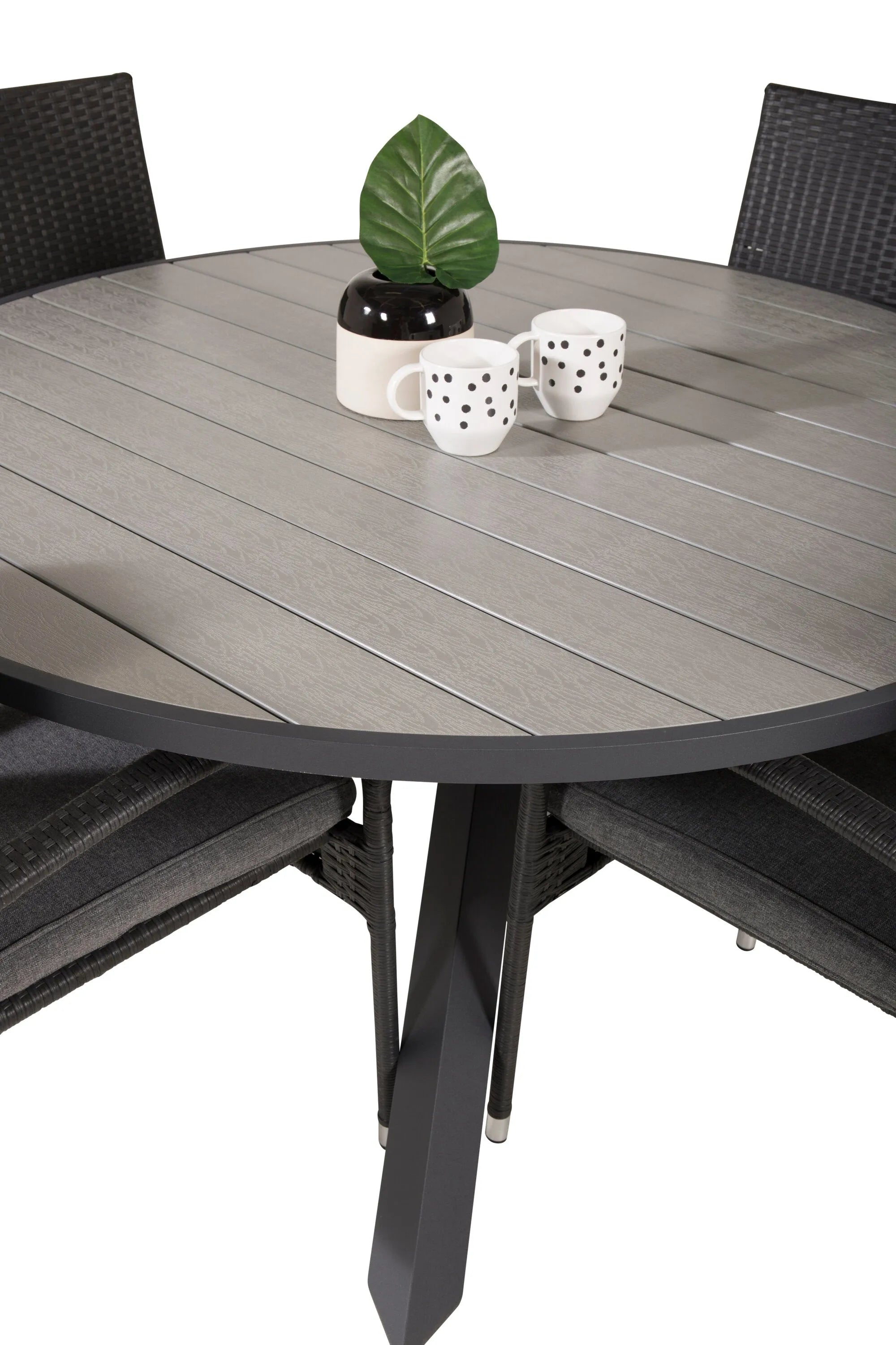 Parma Runder Esstisch-Set in Schwarz/Dunkelgrau präsentiert im Onlineshop von KAQTU Design AG. Gartentischset ist von Venture Home