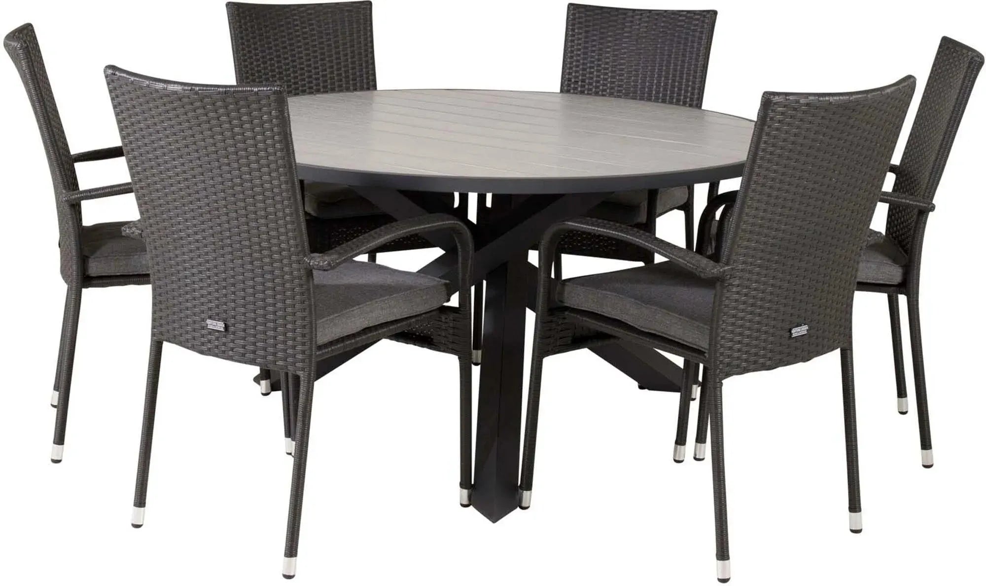 Parma Outdoor-Tischset + Anna ⌀140cm/6St. - KAQTU Design