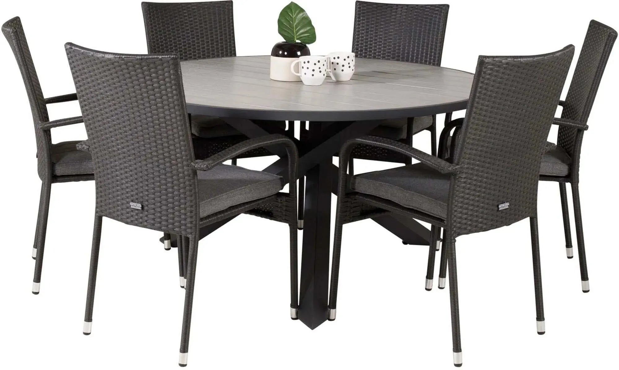 Parma Outdoor-Tischset + Anna ⌀140cm/6St. - KAQTU Design