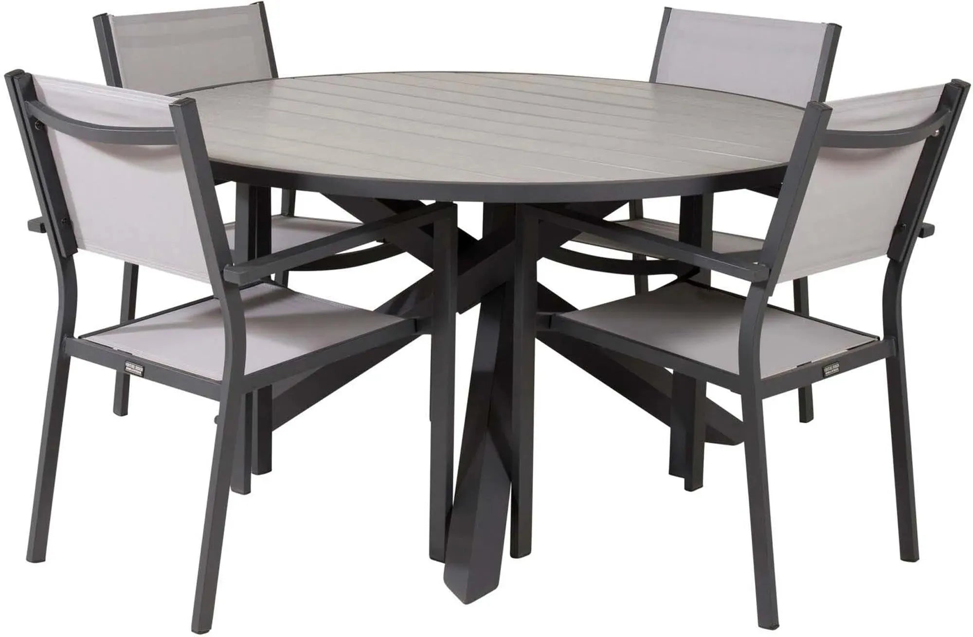 Parma Outdoor-Tischset + Copacabana ⌀140cm/4St. in Schwarzgrau präsentiert im Onlineshop von KAQTU Design AG. Gartentischset ist von Venture Home