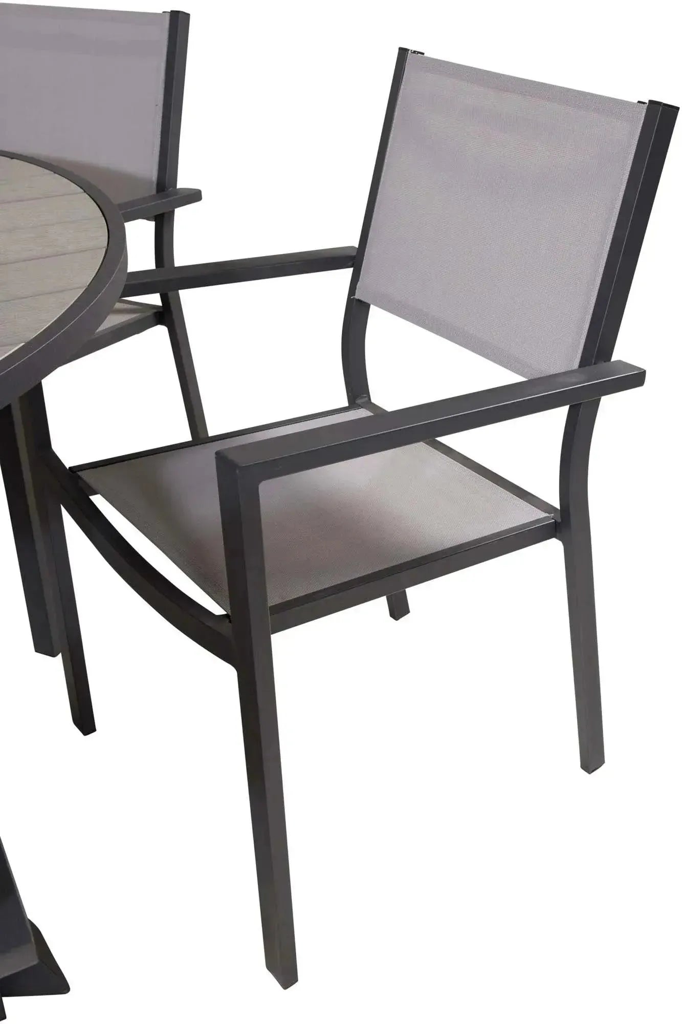 Parma Outdoor-Tischset + Copacabana ⌀140cm/6St. in Schwarzgrau präsentiert im Onlineshop von KAQTU Design AG. Gartentischset ist von Venture Home