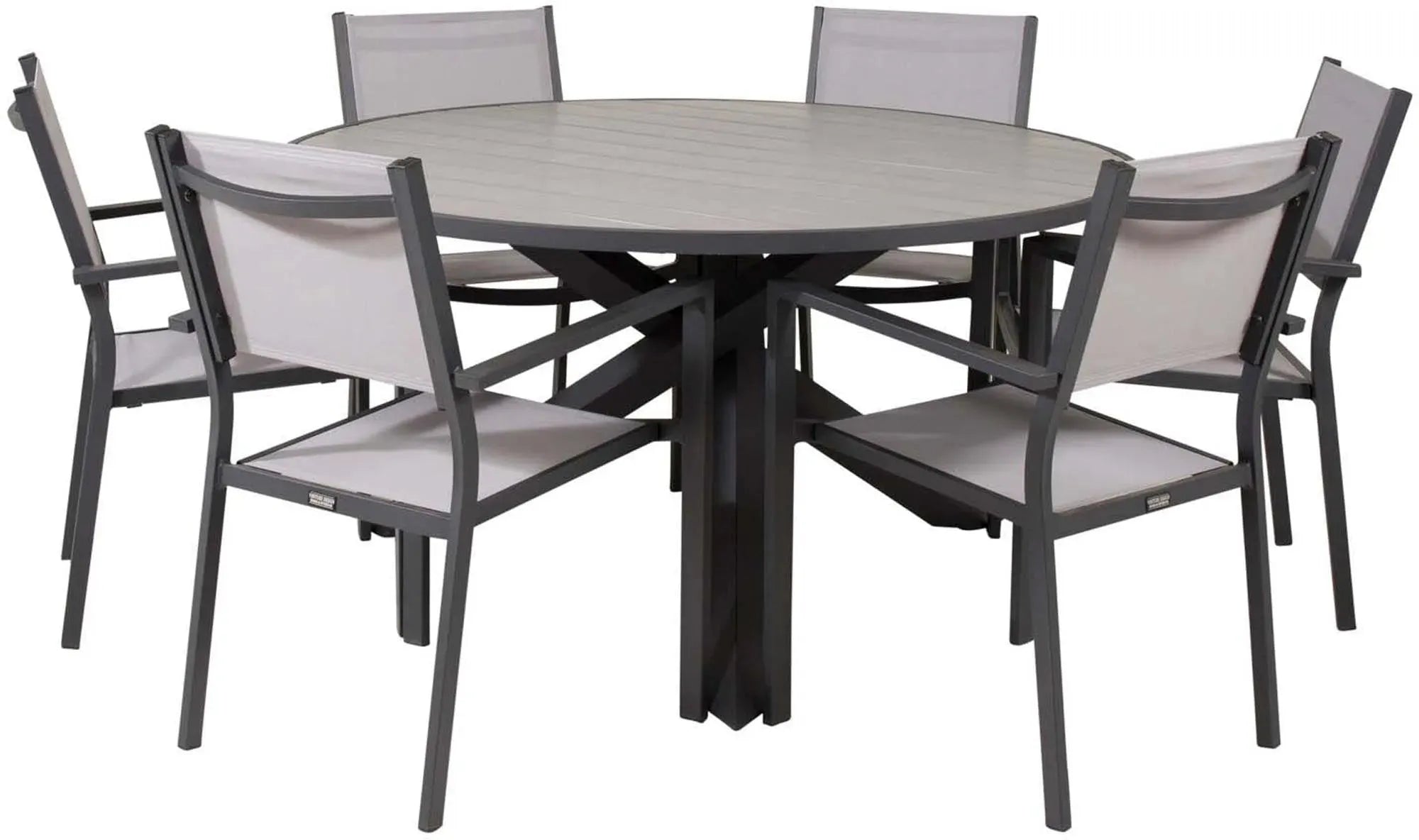 Parma Outdoor-Tischset + Copacabana ⌀140cm/6St., Gartentischset, KAQTU Design