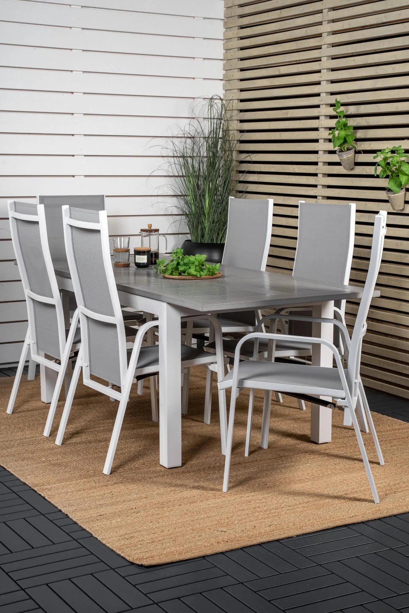 Albany Outdoor-Esstischset + Copacabana 152cm/6St. - KAQTU Design