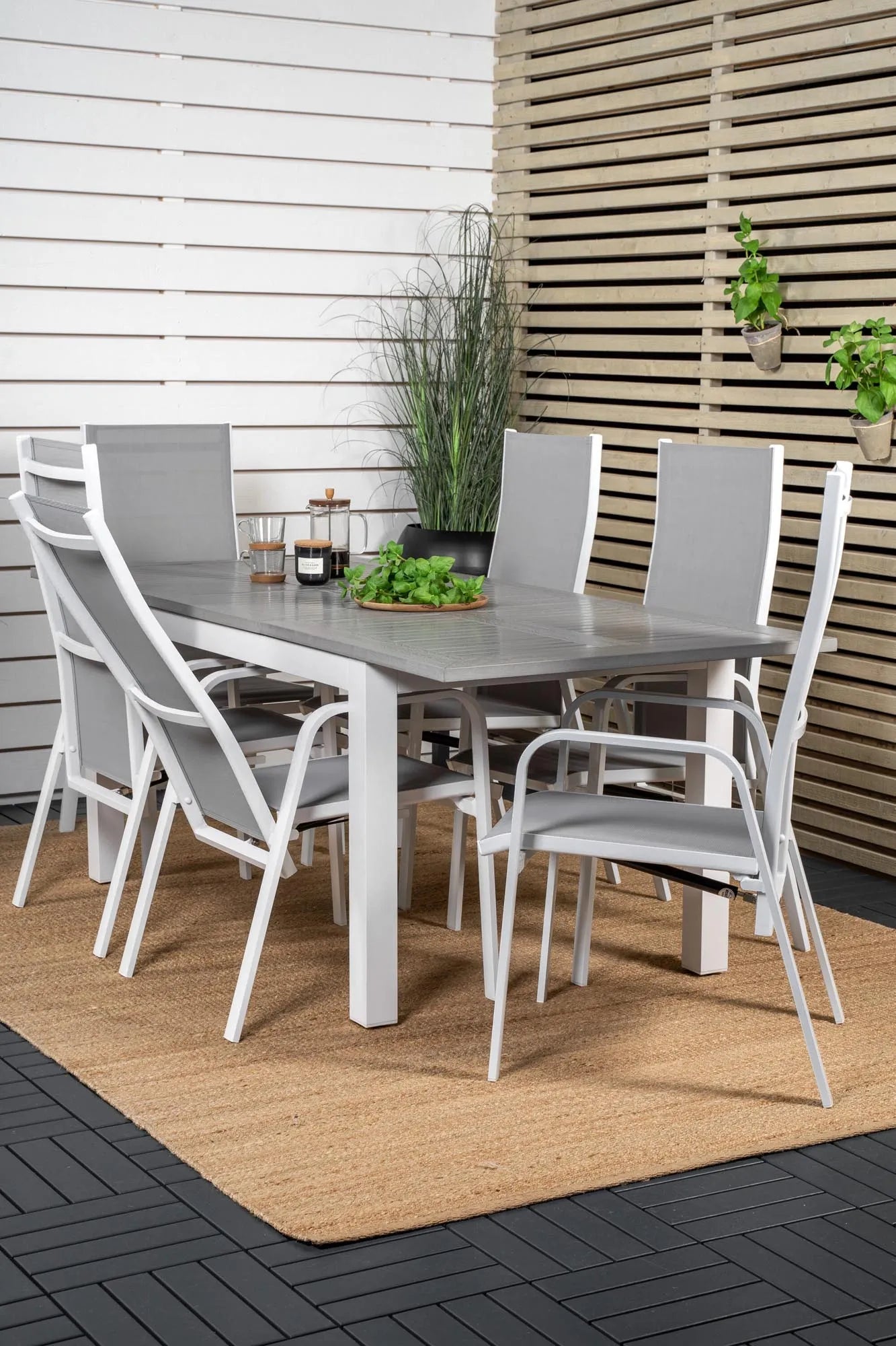 Albany Outdoor-Esstischset + Copacabana 152cm/6St. - KAQTU Design