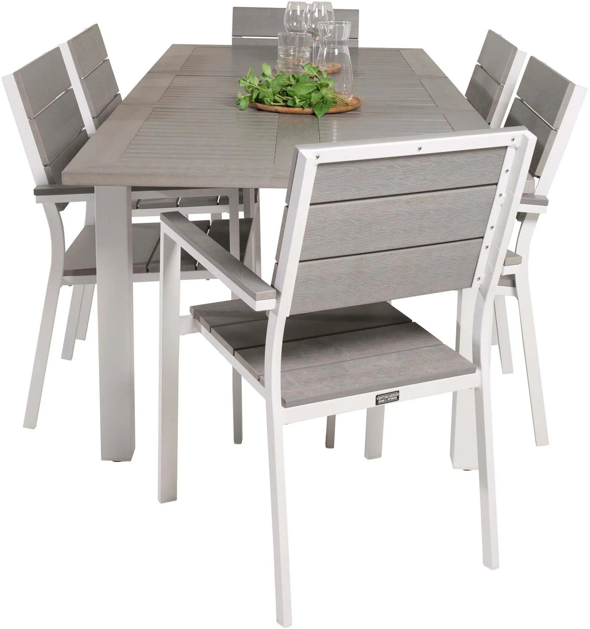 Albany Outdoor-Esstischset + Levels 152cm/6St. - KAQTU Design