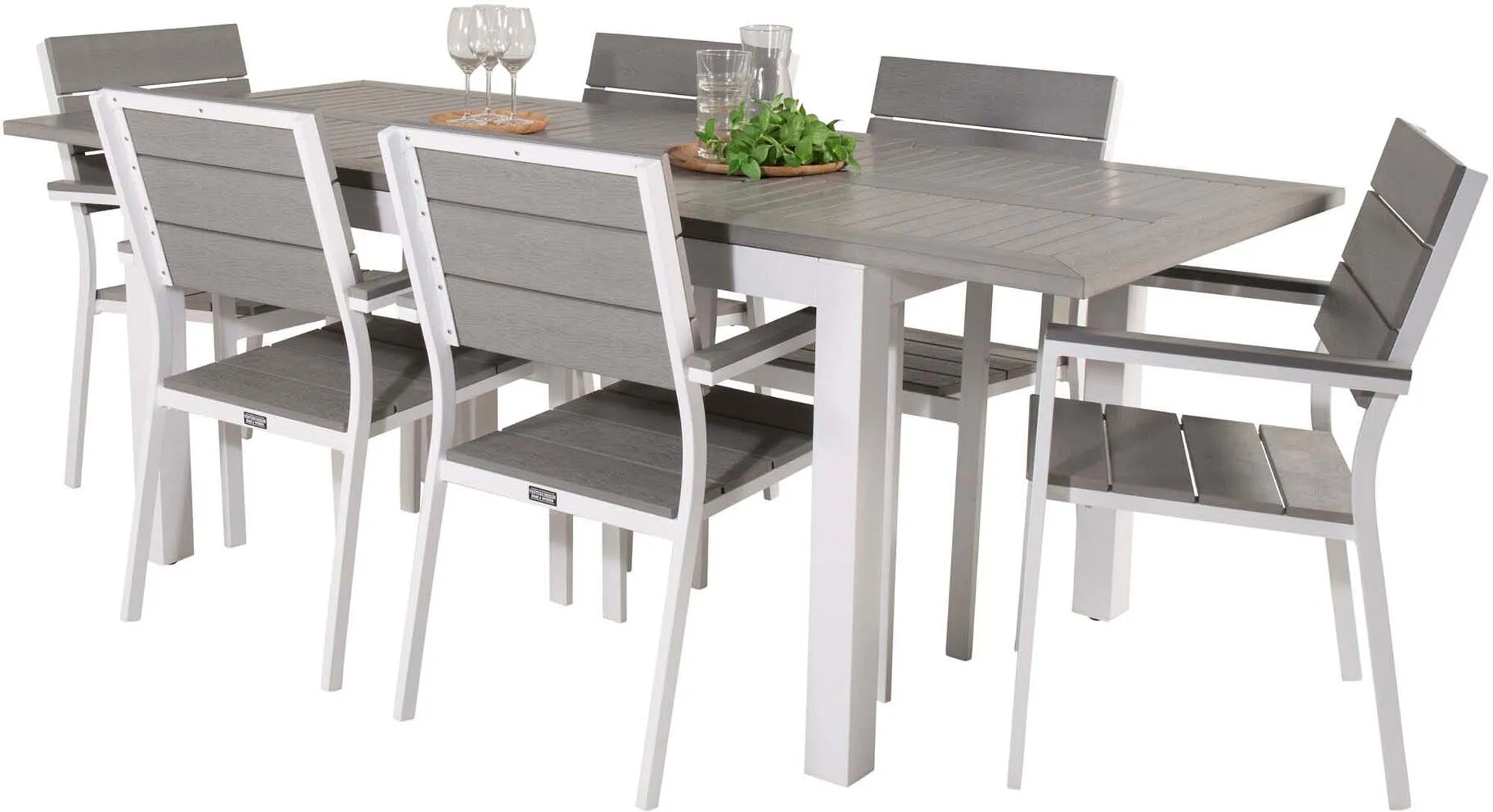 Albany Outdoor-Esstischset + Levels 152cm/6St. - KAQTU Design