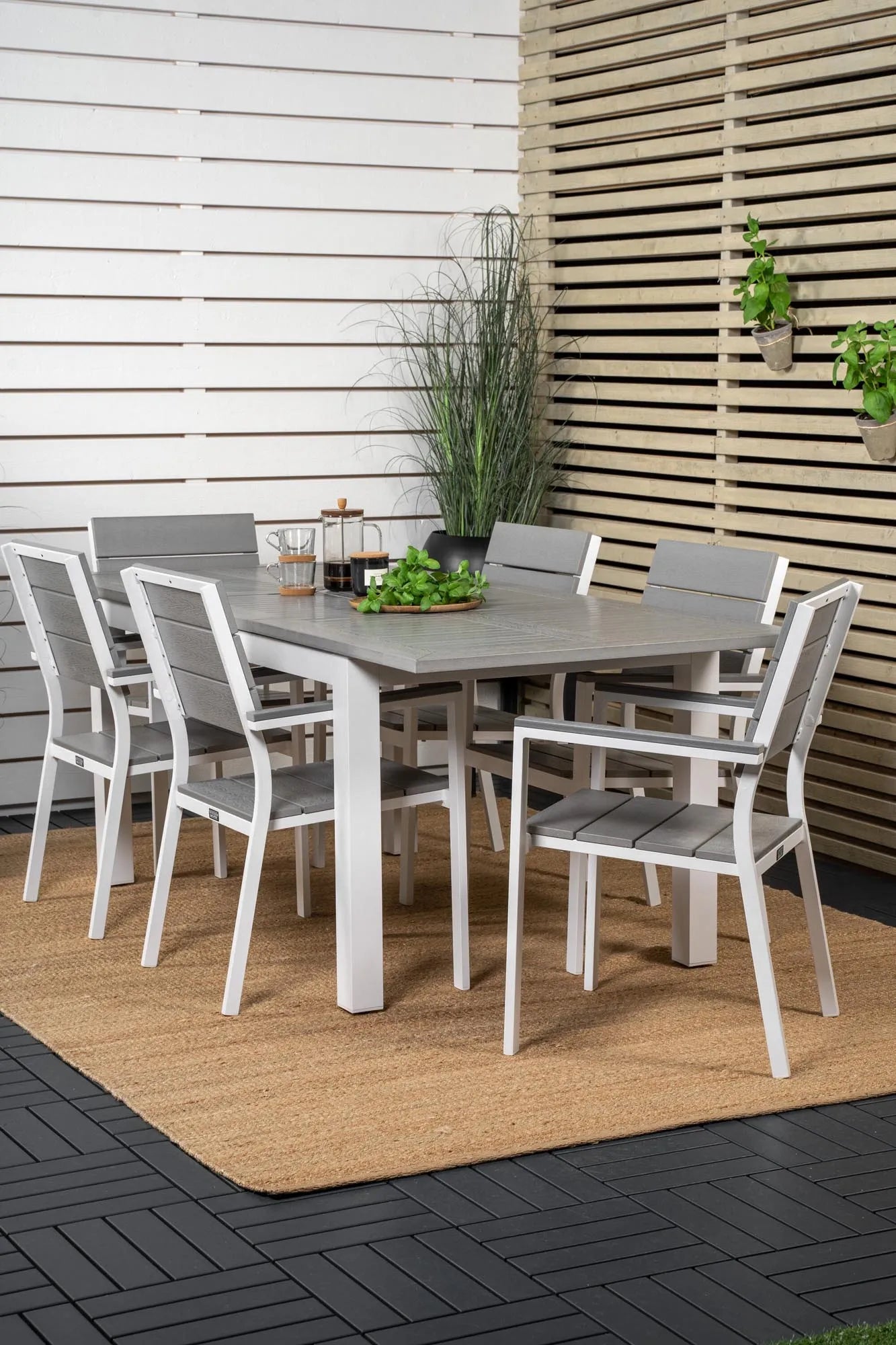 Albany Outdoor-Esstischset + Levels 152cm/6St. - KAQTU Design