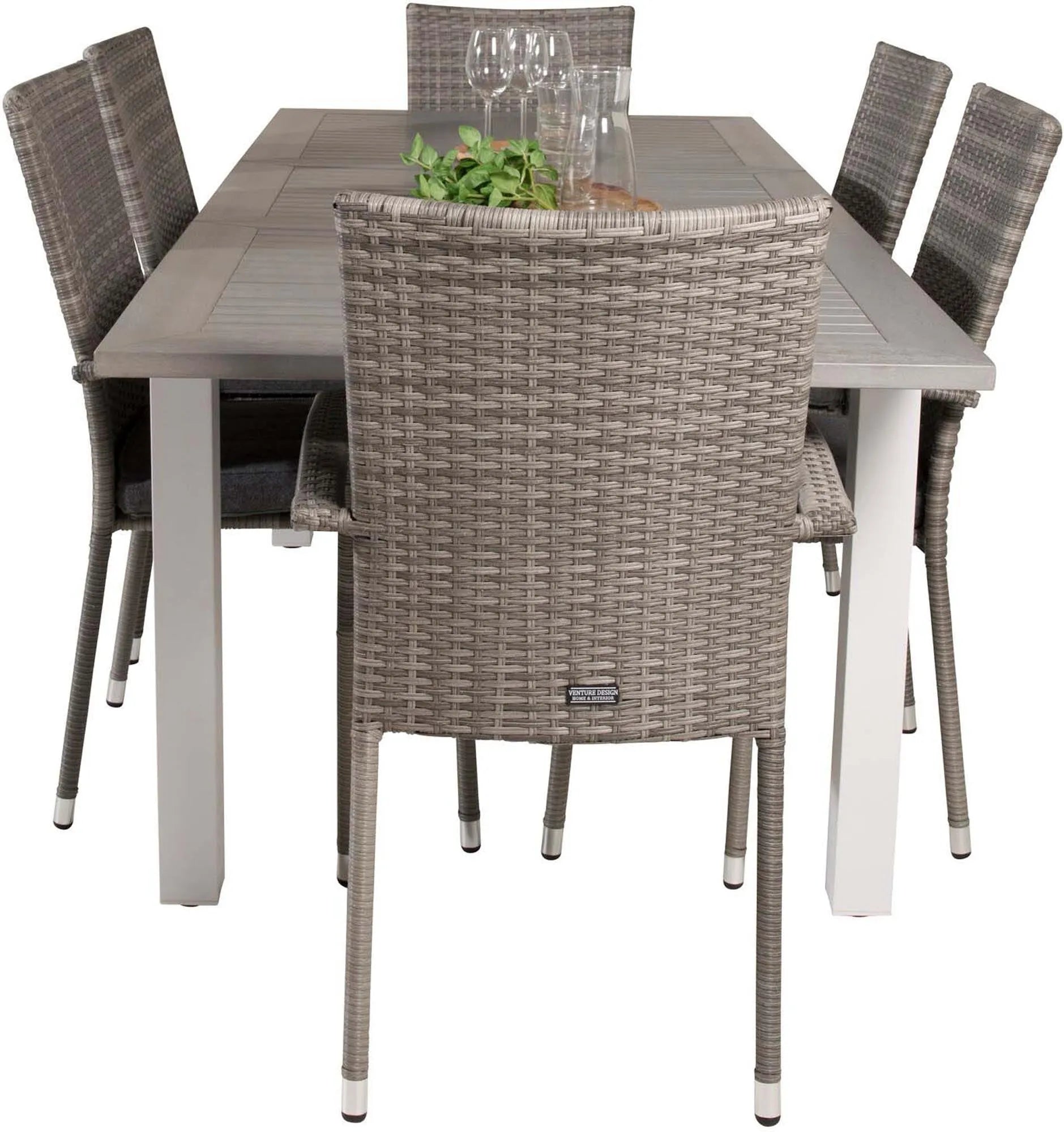 Albany Outdoor-Esstischset + Anna 152cm/6St. - KAQTU Design