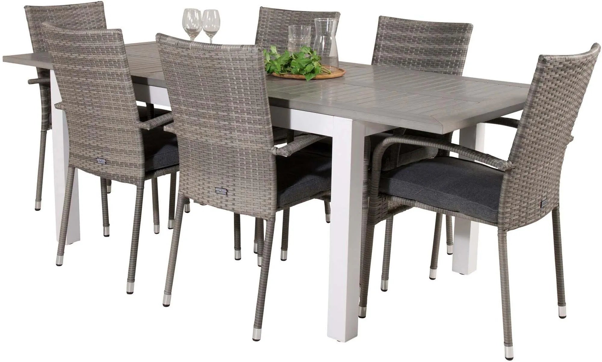 Albany Outdoor-Esstischset + Anna 152cm/6St. - KAQTU Design