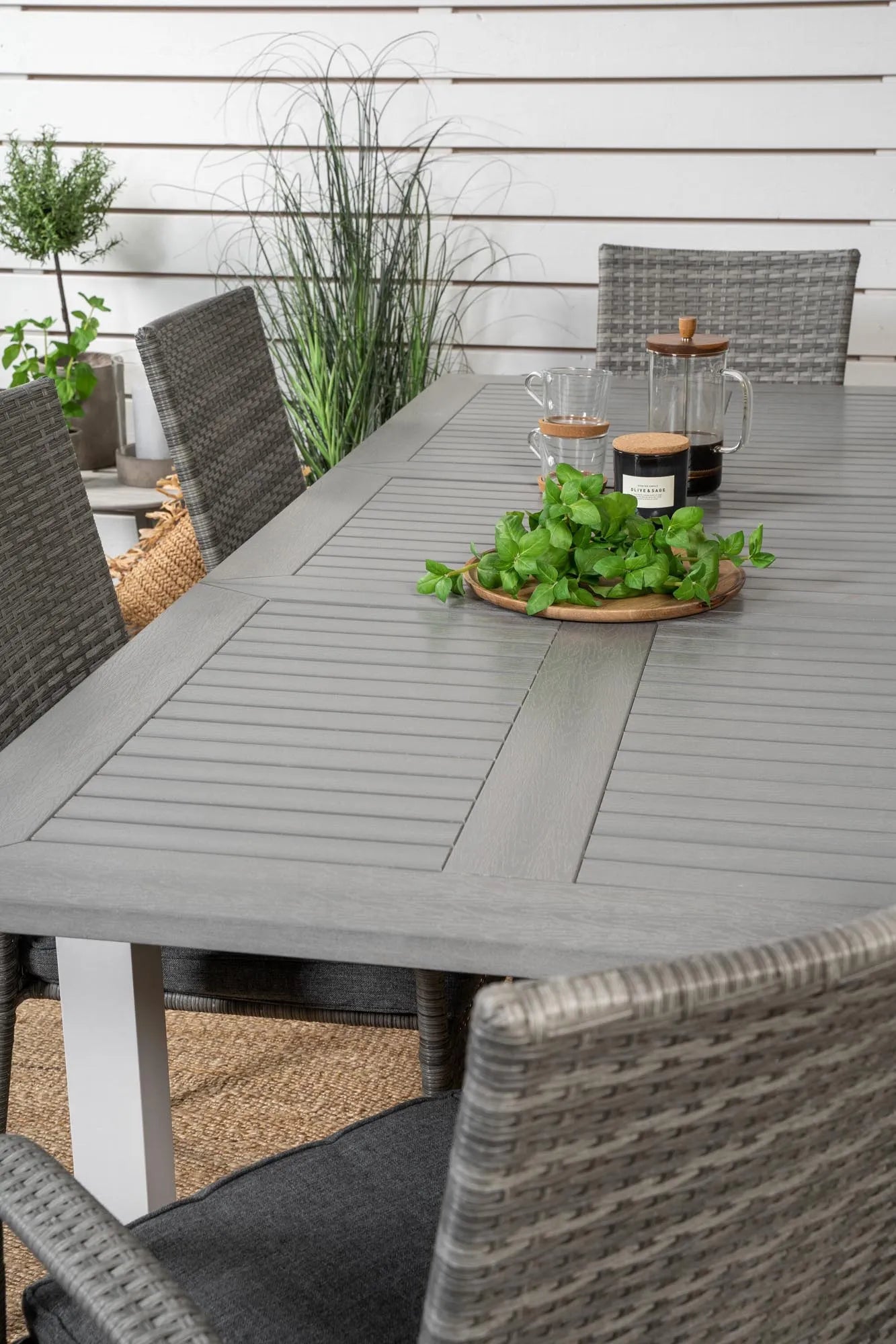 Albany Outdoor-Esstischset + Anna 152cm/6St. - KAQTU Design