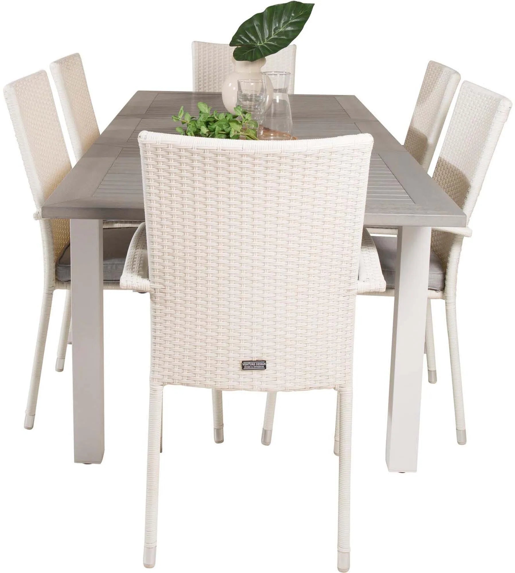 Albany Outdoor-Esstischset + Anna 152cm/6St. - KAQTU Design