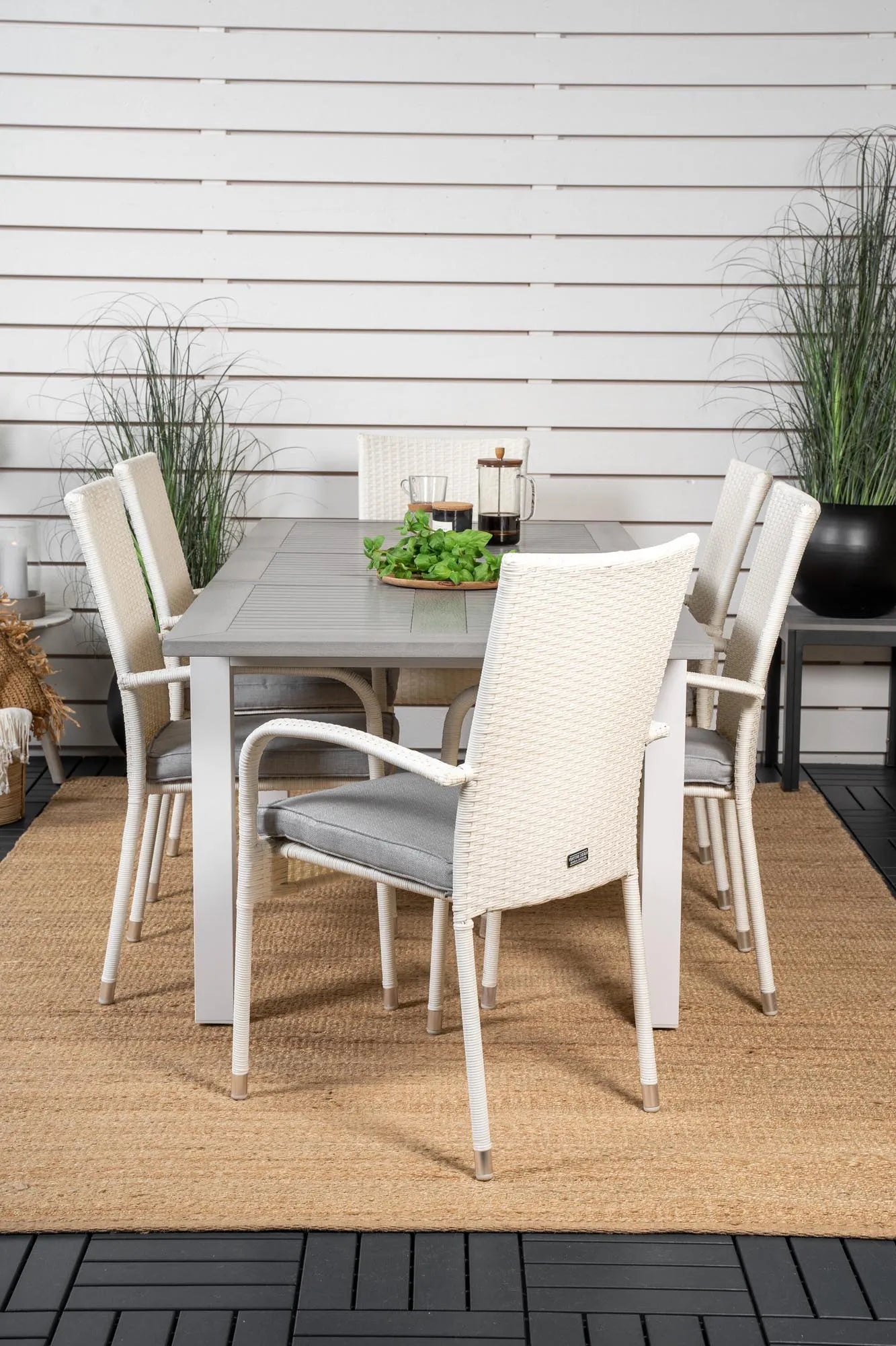 Albany Outdoor-Esstischset + Anna 152cm/6St. - KAQTU Design