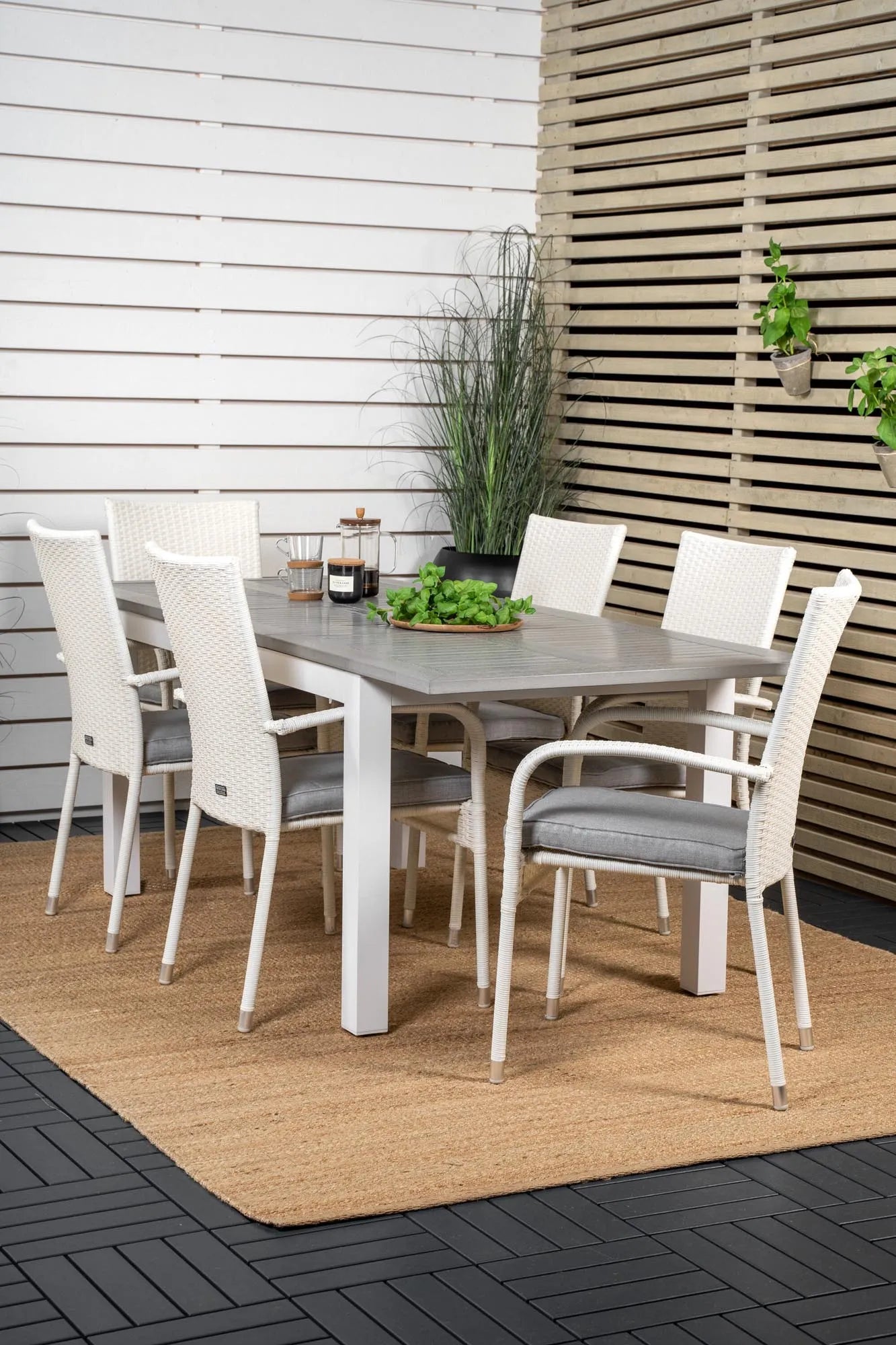 Albany Outdoor-Esstischset + Anna 152cm/6St. - KAQTU Design