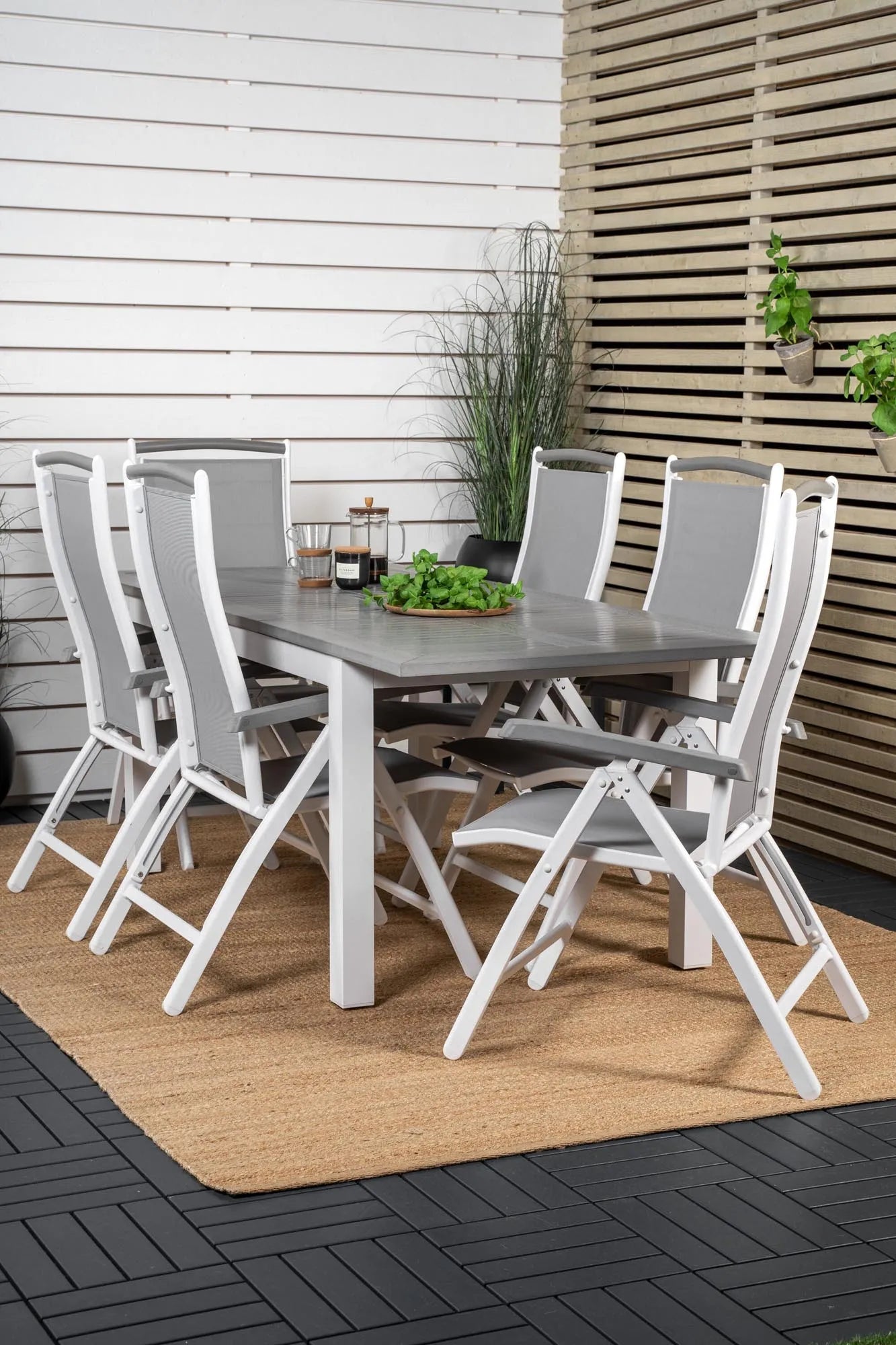 Albany Outdoor-Esstischset 152cm/6St. - KAQTU Design