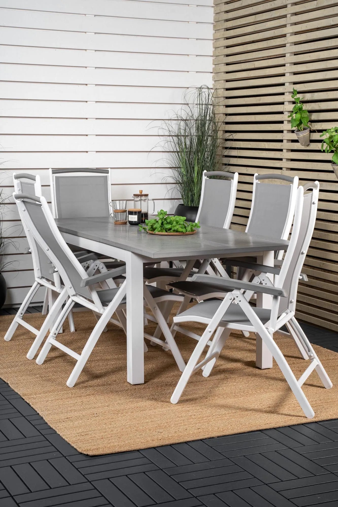 Albany Outdoor-Esstischset 152cm/6St. - KAQTU Design