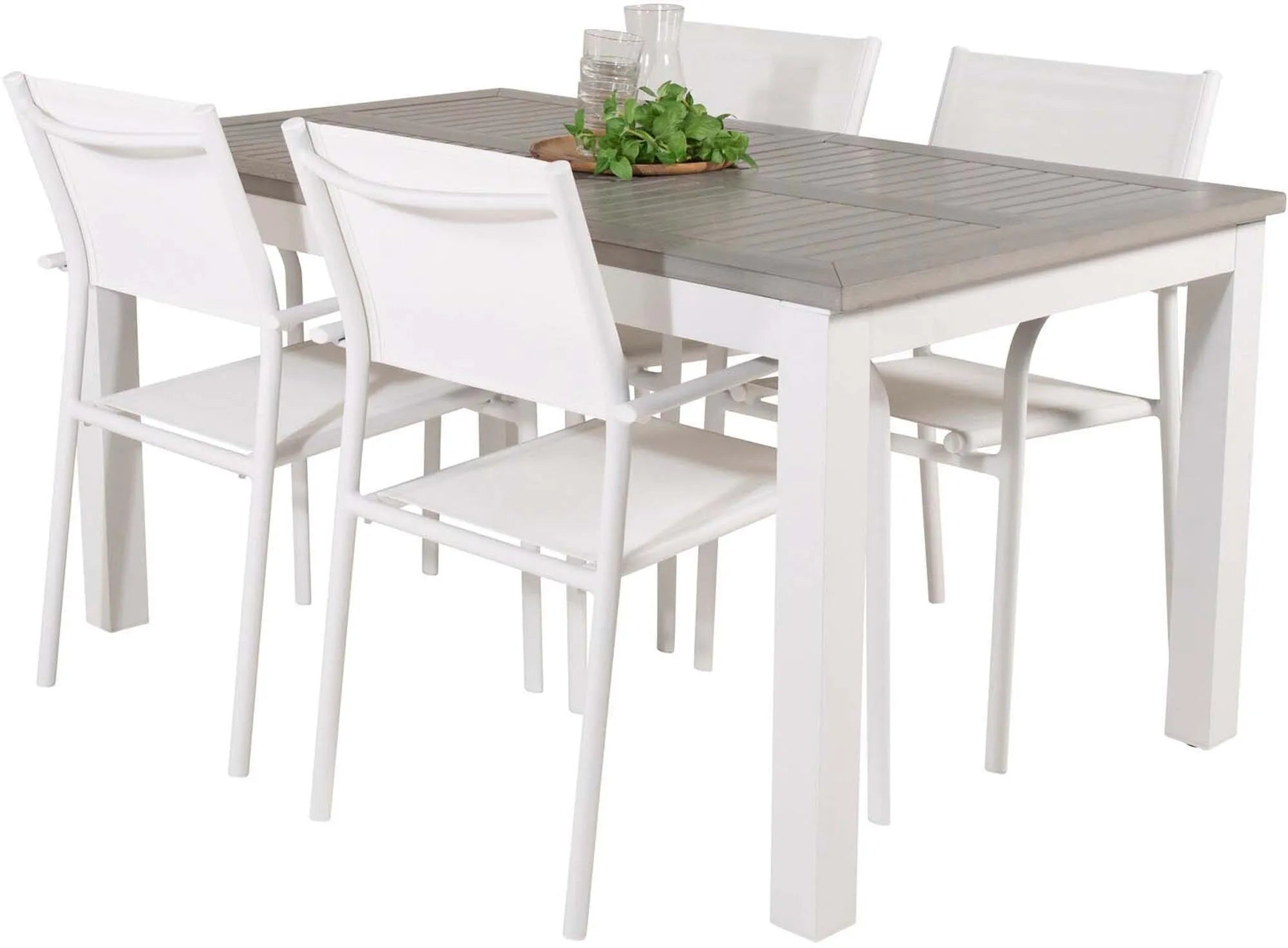 Albany Outdoor-Esstischset + Santorini 152cm/4St. - KAQTU Design