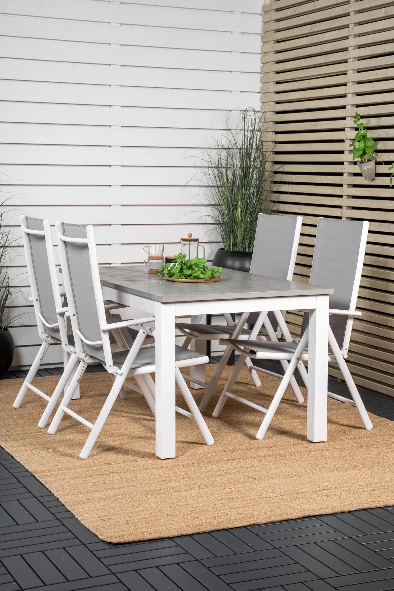 Albany Outdoor-Esstischset + Break 152cm/4St. - KAQTU Design