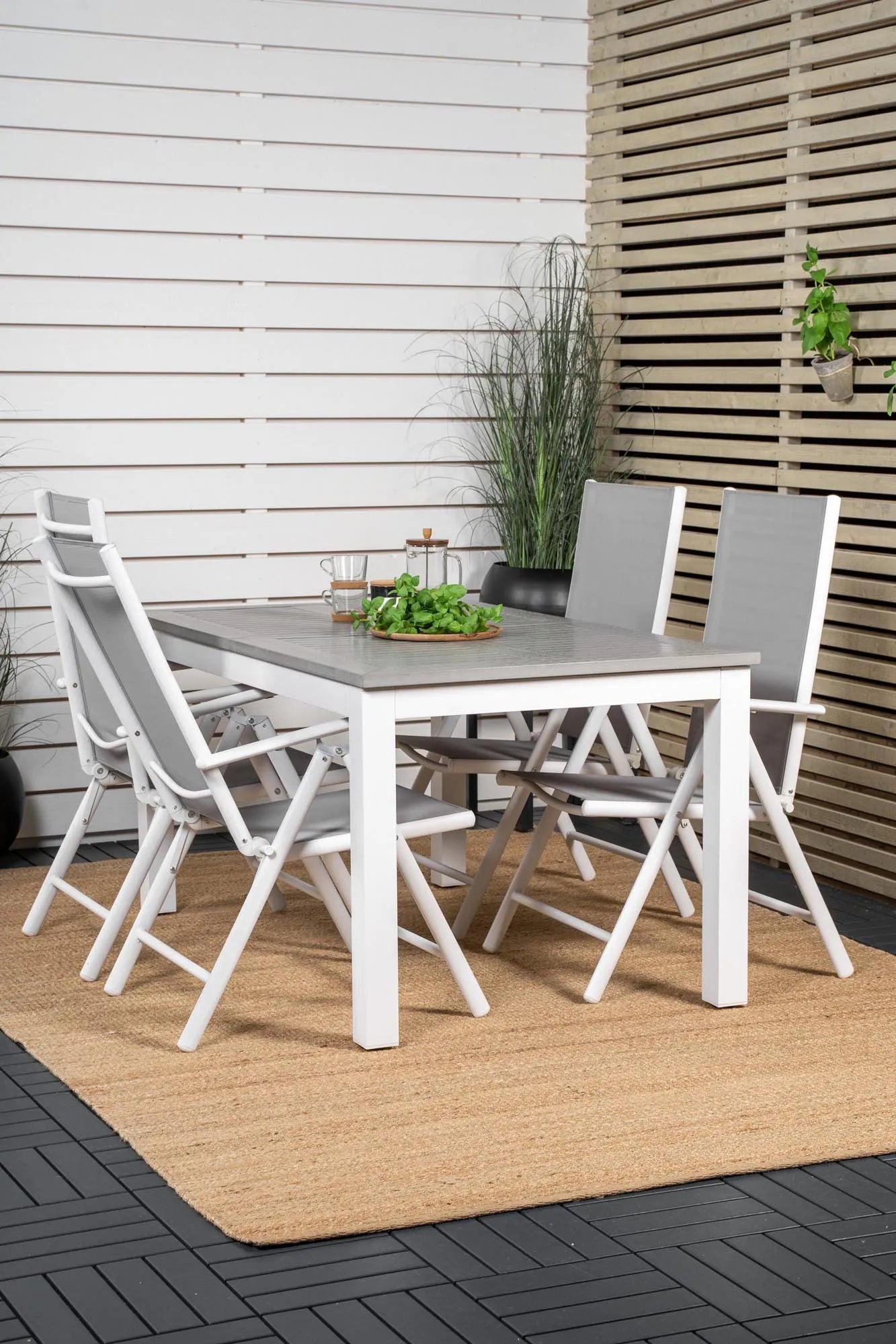 Albany Outdoor-Esstischset + Break 152cm/4St. - KAQTU Design