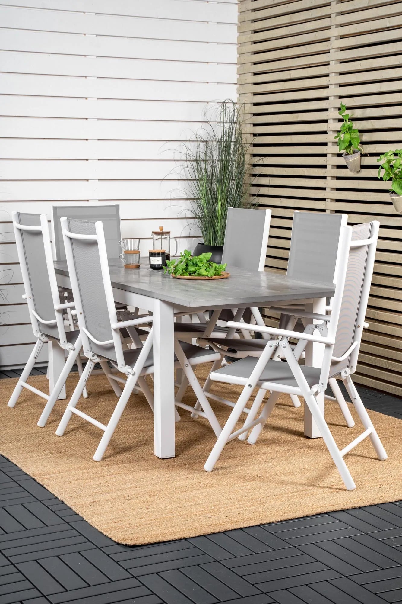 Albany Outdoor-Esstischset + Break 152cm/6St. - KAQTU Design