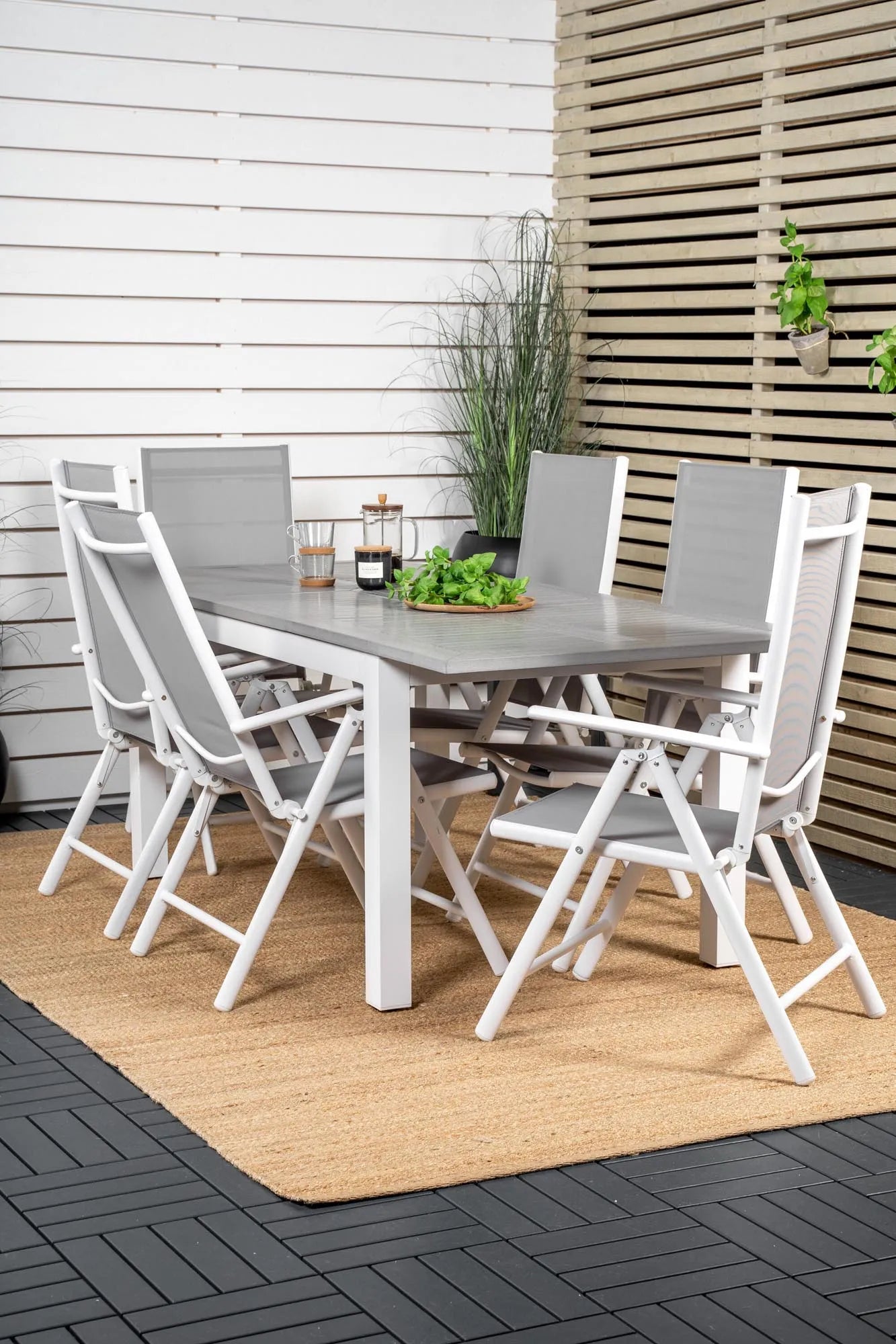 Albany Outdoor-Esstischset + Break 152cm/6St. - KAQTU Design