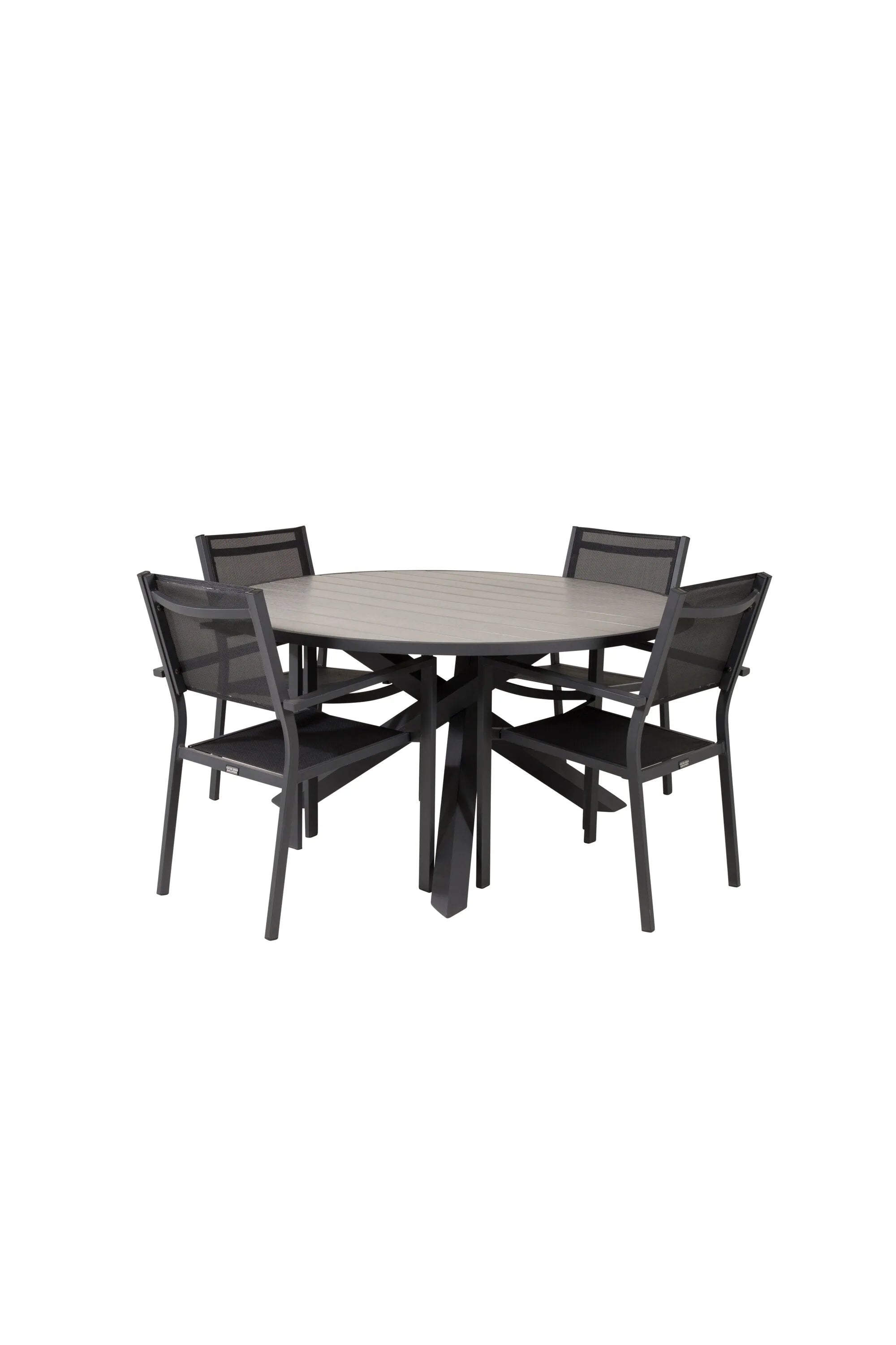 Parma Runder Esstisch-Set in Schwarz/Dunkelgrau präsentiert im Onlineshop von KAQTU Design AG. Gartentischset ist von Venture Home