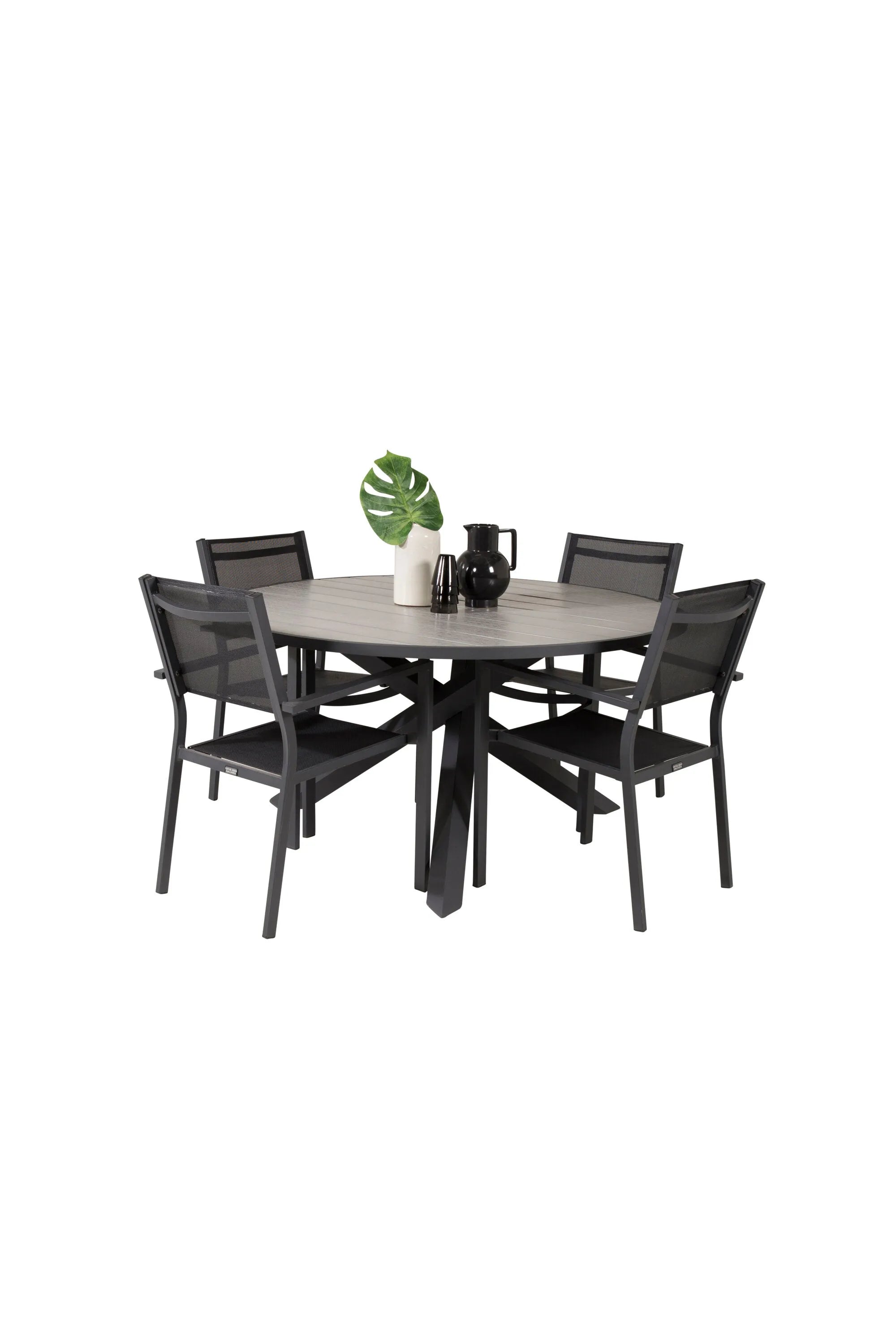 Parma Runder Esstisch-Set in Schwarz/Dunkelgrau präsentiert im Onlineshop von KAQTU Design AG. Gartentischset ist von Venture Home