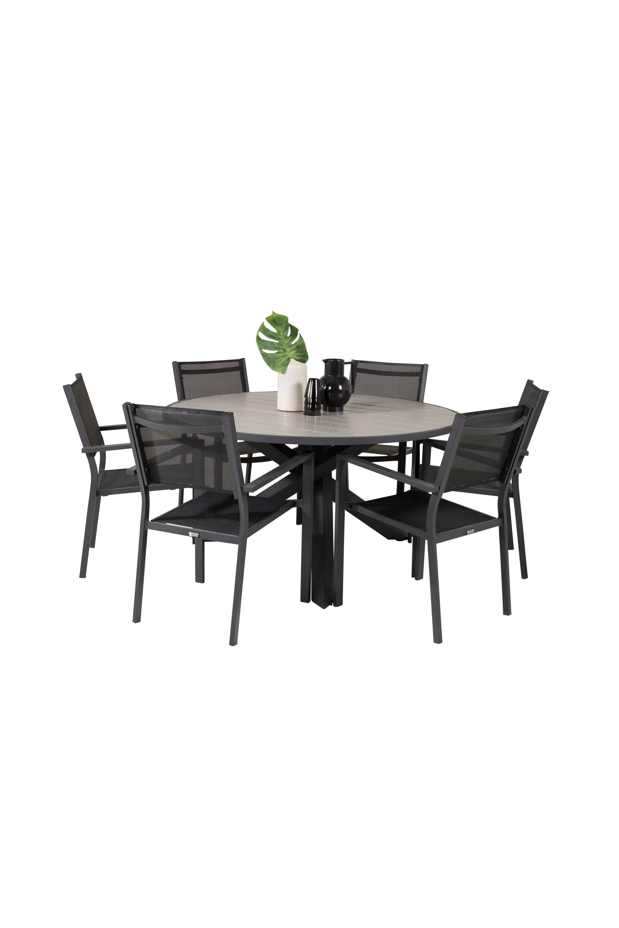 Parma Runder Esstisch-Set in Schwarz/Dunkelgrau präsentiert im Onlineshop von KAQTU Design AG. Gartentischset ist von Venture Home