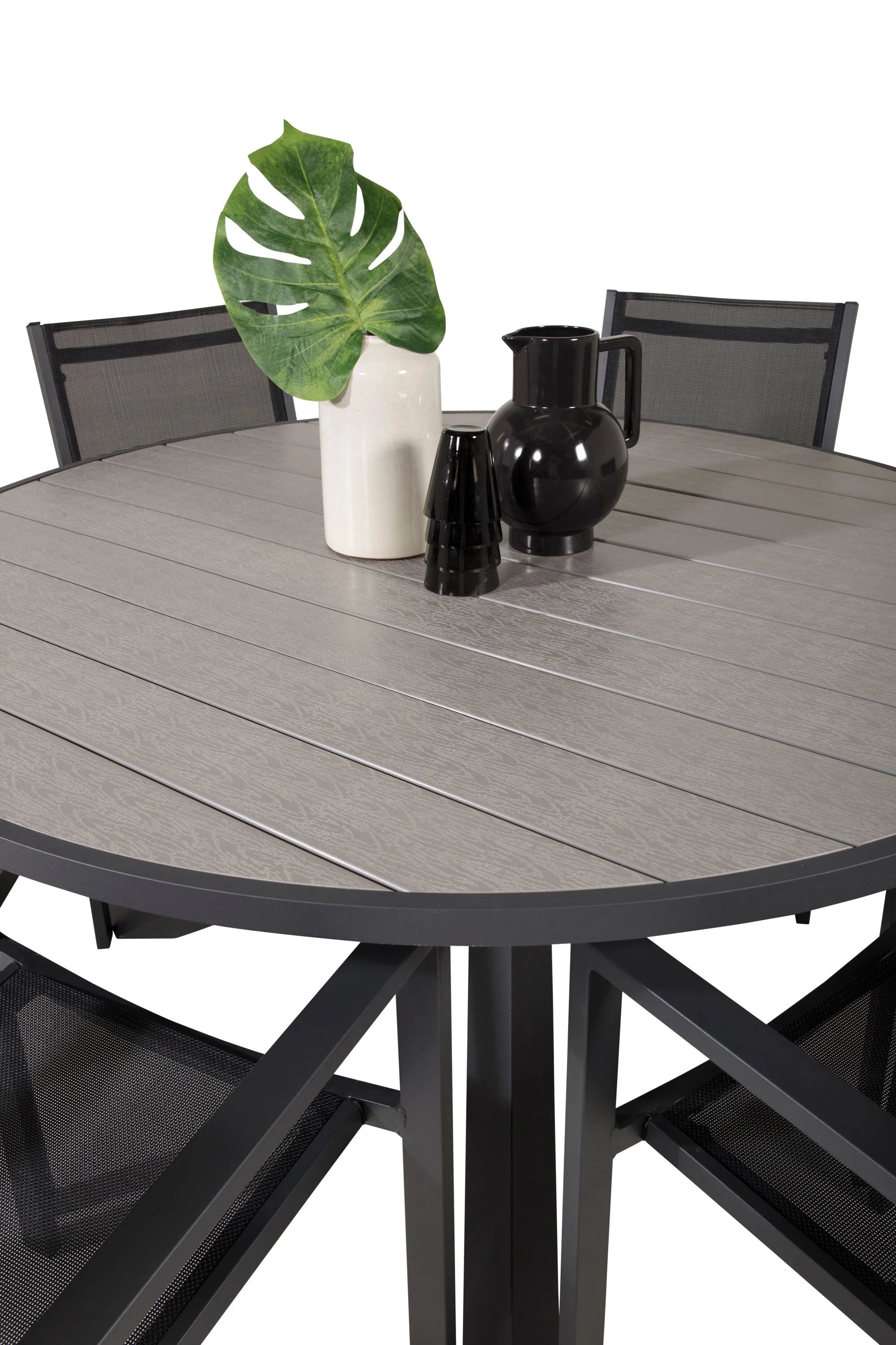 Parma Runder Esstisch-Set in Schwarz/Dunkelgrau präsentiert im Onlineshop von KAQTU Design AG. Gartentischset ist von Venture Home