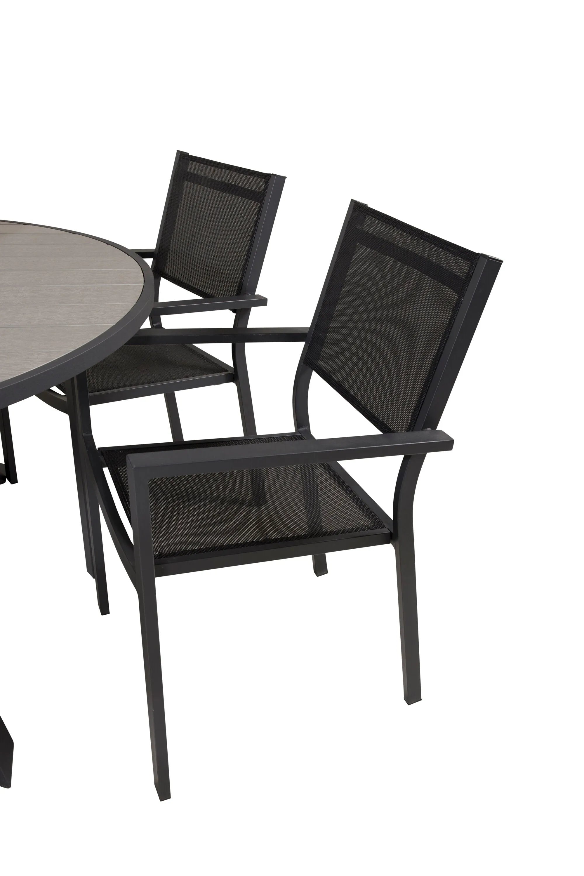 Parma Runder Esstisch-Set in Schwarz/Dunkelgrau präsentiert im Onlineshop von KAQTU Design AG. Gartentischset ist von Venture Home