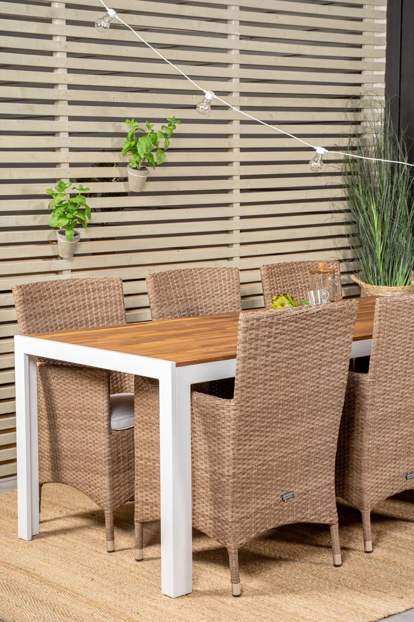 Rechteckiges Ess-Set aus Holz in Nature/Nature präsentiert im Onlineshop von KAQTU Design AG. Gartentischset ist von Venture Home