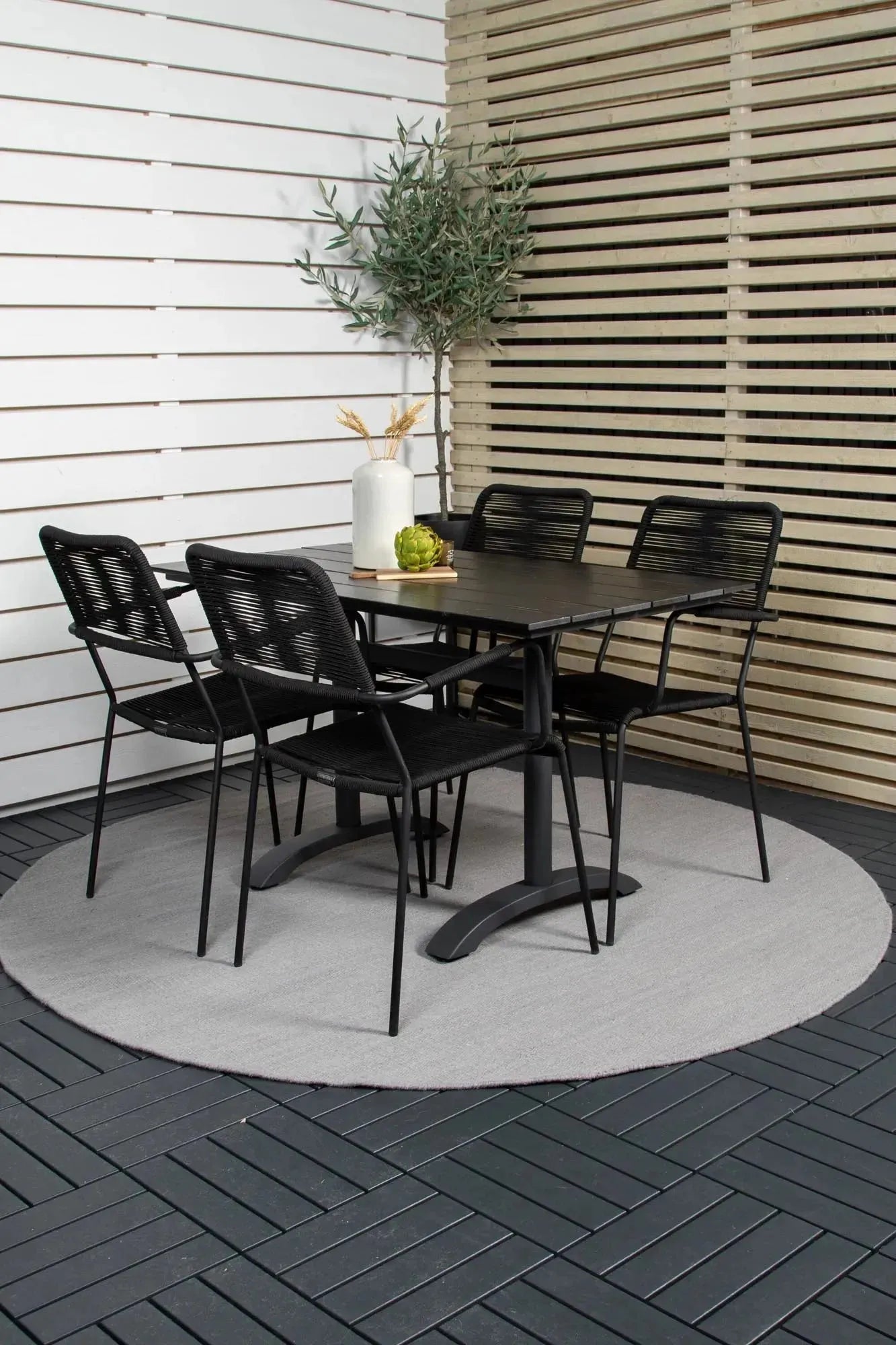 Denver Outdoor-Tischset + Lindos Arm 120cm/4St. - KAQTU Design